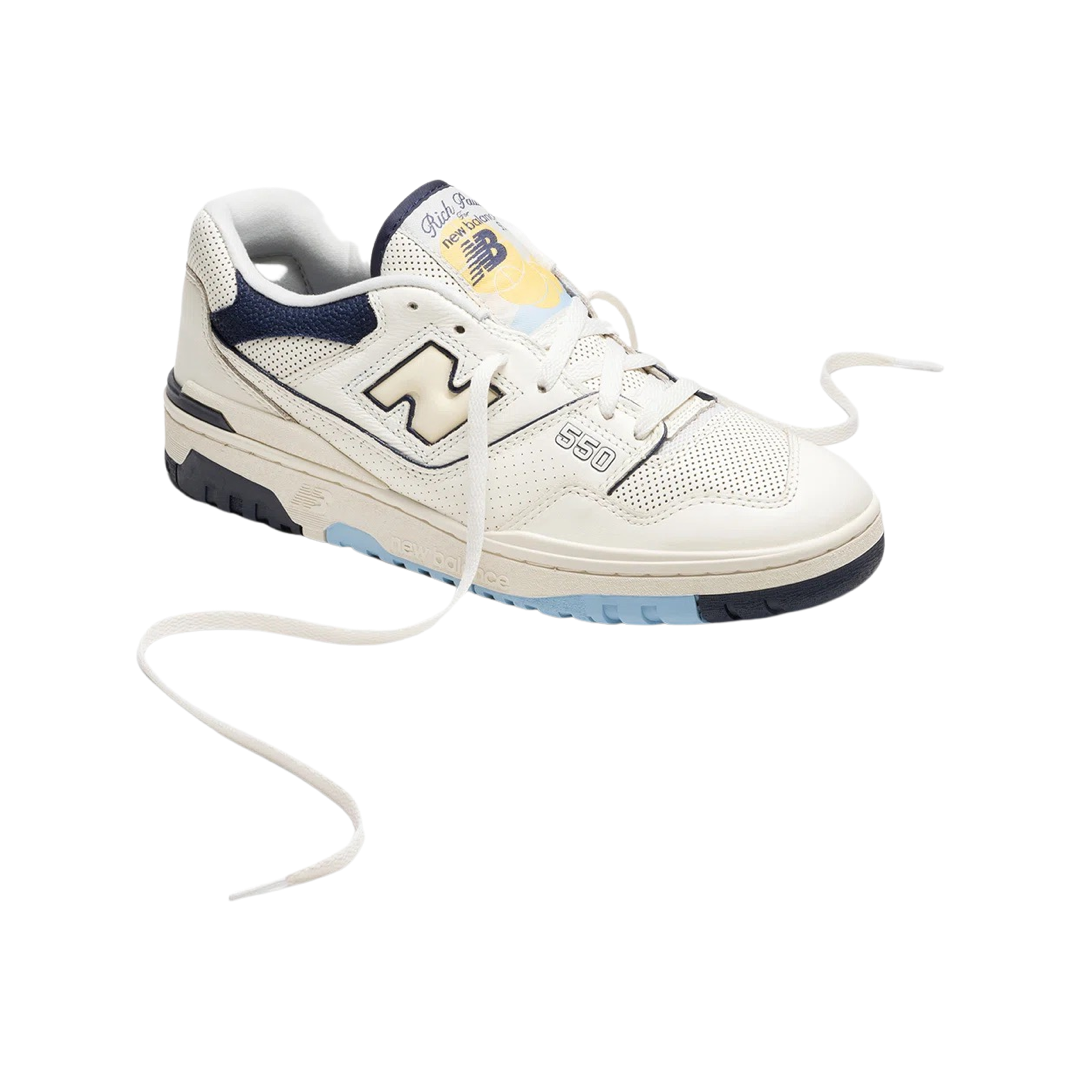 New Balance 550 Sneakers in Rich Paul Cream, Navy, Sky Blue & Yellow | Retro Basketball Shoes for Men & Women | Perfect for Casual Wear, Street Style & Gym Workouts