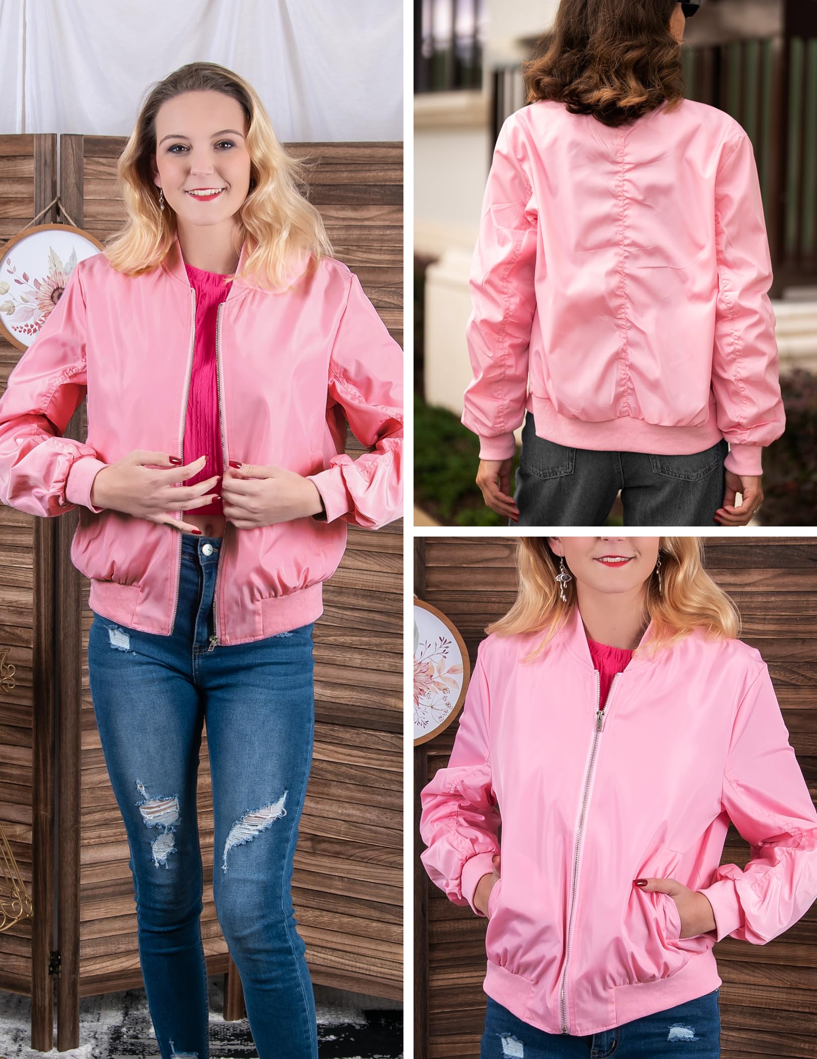 ACEVOG Women's Bomber Jacket - Zip Up Casual Oversized Coat with Pockets | Fall Fashion Outerwear for Streetwear, Travel & Everyday Wear