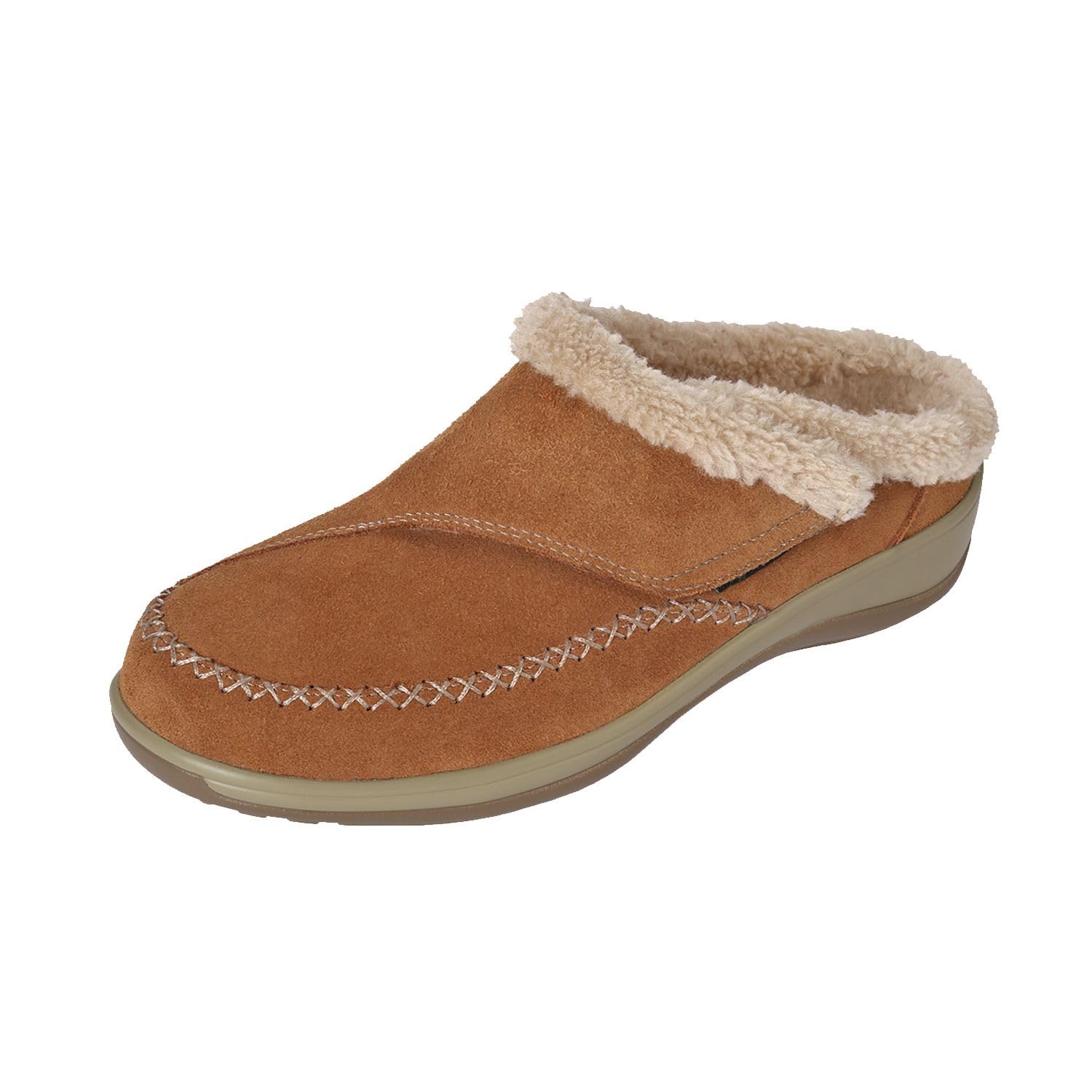 Orthofeet Women's Orthopedic Slippers with Faux Fur Lining - Comfortable Diabetic & Arthritis Footwear for Indoor & Outdoor Use - Charlotte Style House Shoes for Relaxation & Recovery
