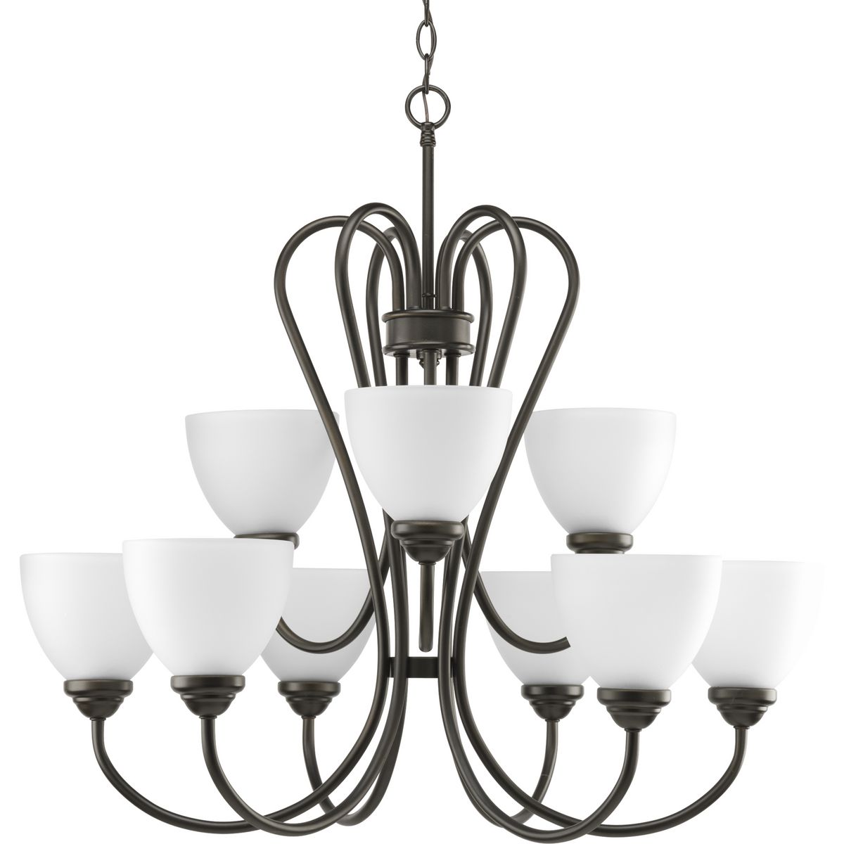 Heart-Shaped 9-Light Etched Glass Chandelier - Elegant Dining Room Lighting Fixture for Romantic Dinners & Bedroom Decor
