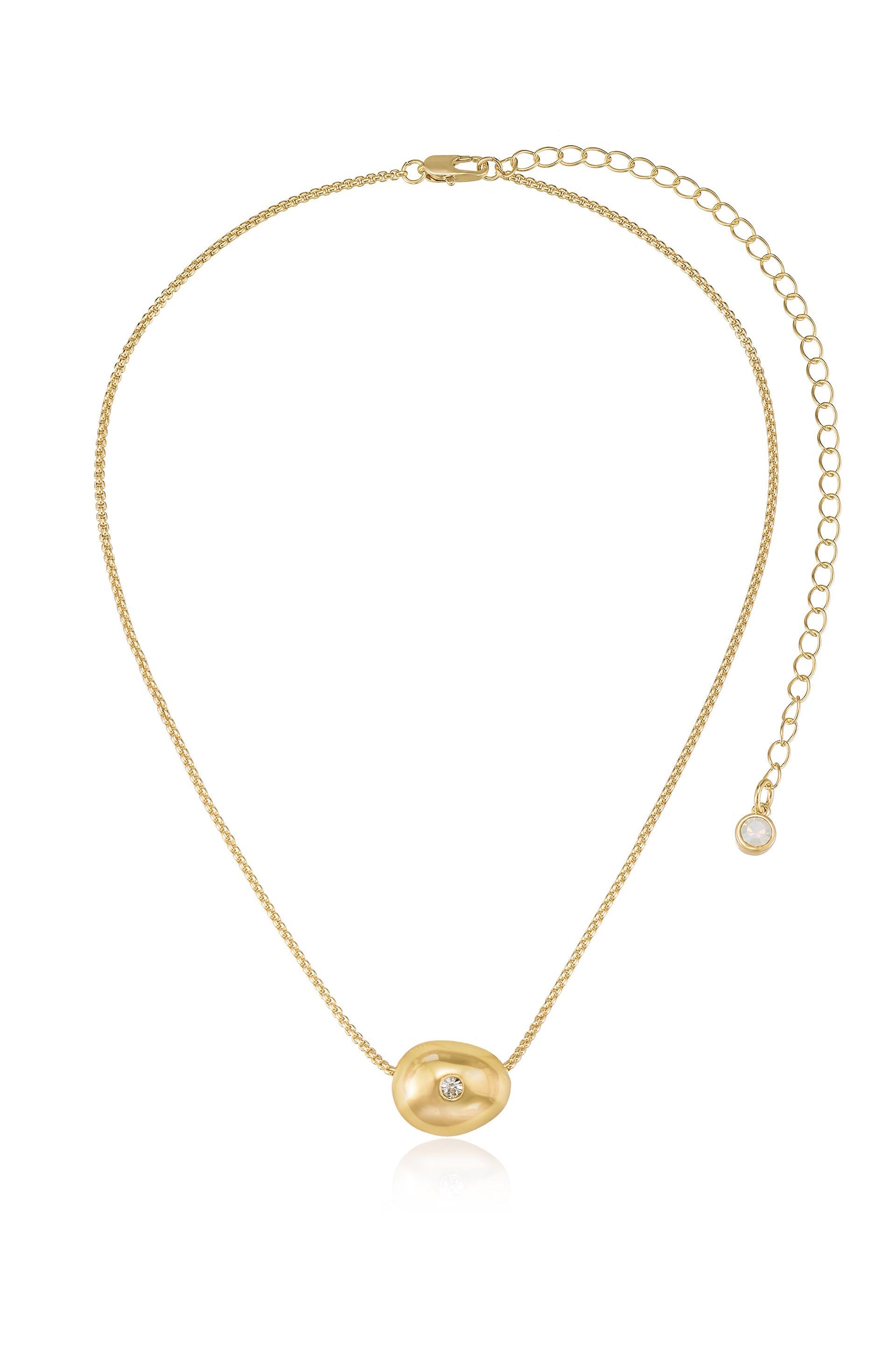Crystal Dot Pebble Pendant Necklace - Elegant Dainty Jewelry for Women, Gift for Her | Perfect for Everyday Wear, Date Night & Special Occasions