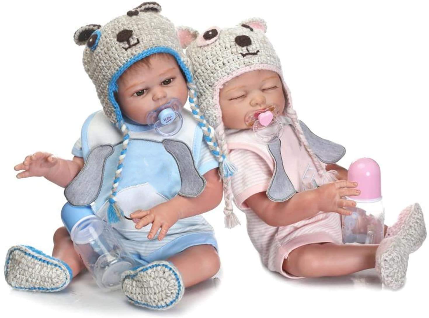 2PCS Reborn Baby Dolls Twins - Realistic Silicone Full Body Boy & Girl, Weighted & Washable, Lifelike Sleeping & Awake Dolls for Adult Collectors - Perfect for Nursery Decor, Photography Props, and Therapy Comfort