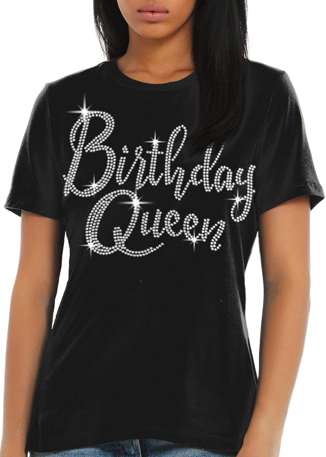 Birthday Queen Shirt Bedazzled - Women's Birthday T-Shirt - Sparkling Birthday Gift for Her - Perfect for Parties, Celebrations & Special Occasions