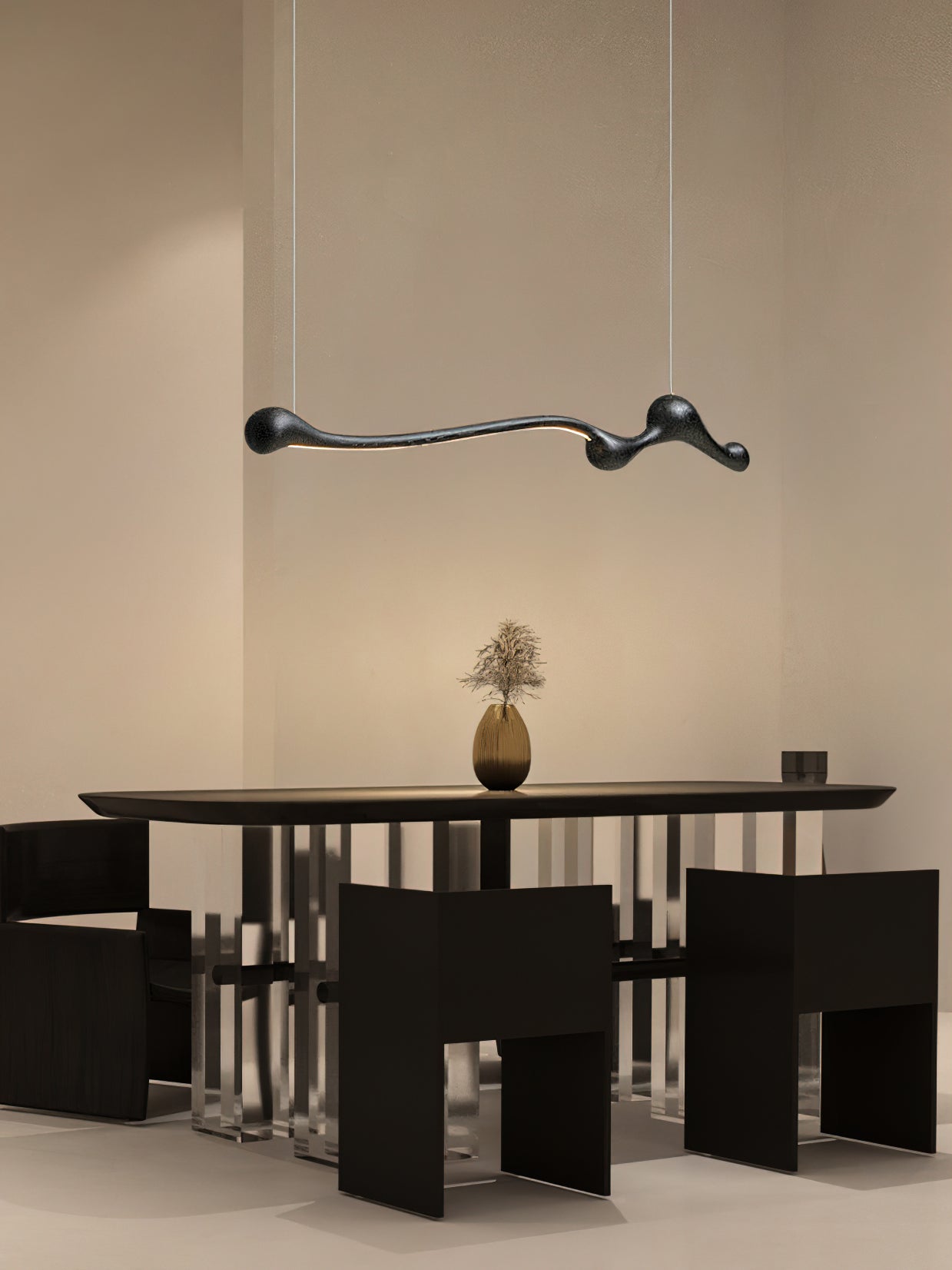 Modern Curva Pendant Lamp - Sleek Hanging Light Fixture for Dining Room, Kitchen Island & Bedroom Decor | Adjustable Height LED Lighting