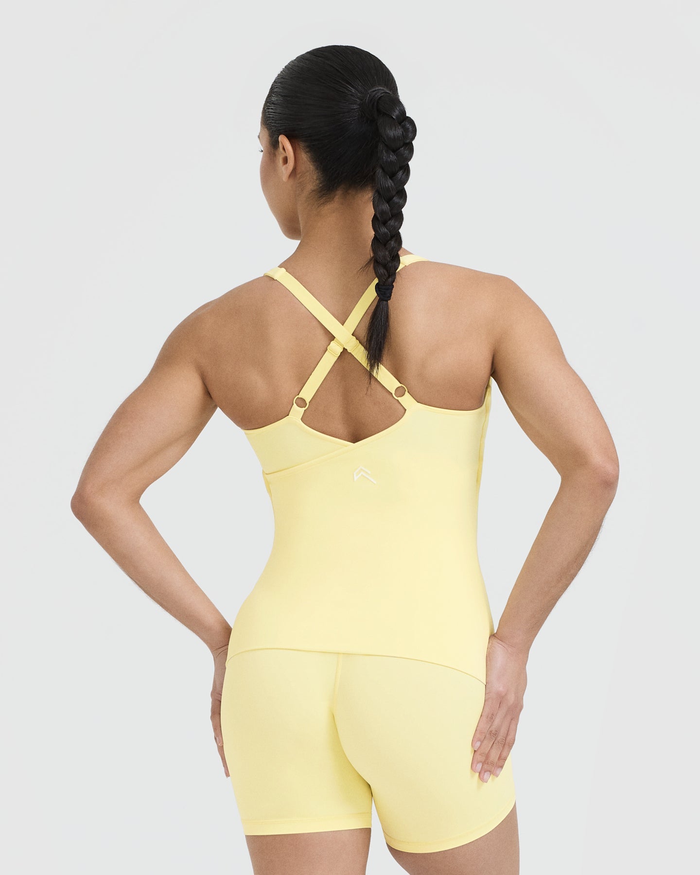 Unified V Neck Cross Back Vest in Sherbert Yellow | Women's Fashion Tank Top for Summer, Beach & Casual Wear