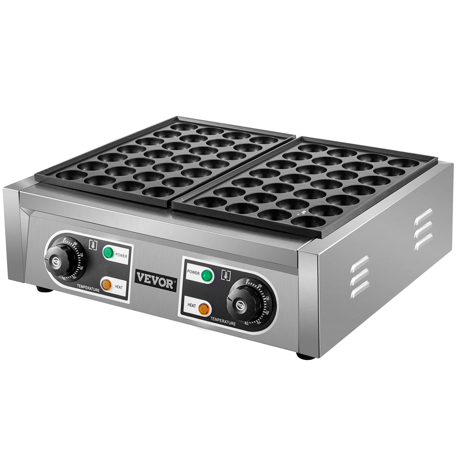 VEVOR Commercial Takoyaki Maker Machine - 56PCs Japanese Octopus Ball Grill with 2 Non-Stick Plates & Independent Temperature Control - Perfect for Restaurants, Food Trucks, and Home Cooking
