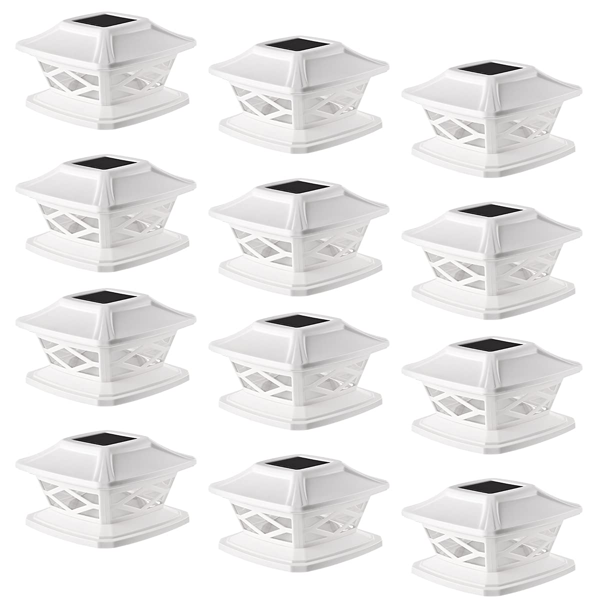 TWINSLUXES 12 Pack Solar Post Cap Lights Outdoor, Waterproof LED Solar Fence Lights for 3.5x3.5 4x4 5x5 6x6 Wooden & Vinyl Posts - 2 Brightness Modes, Solar Powered Garden Lights for Patio, Porch, Pathway, Driveway & Yard Decoration