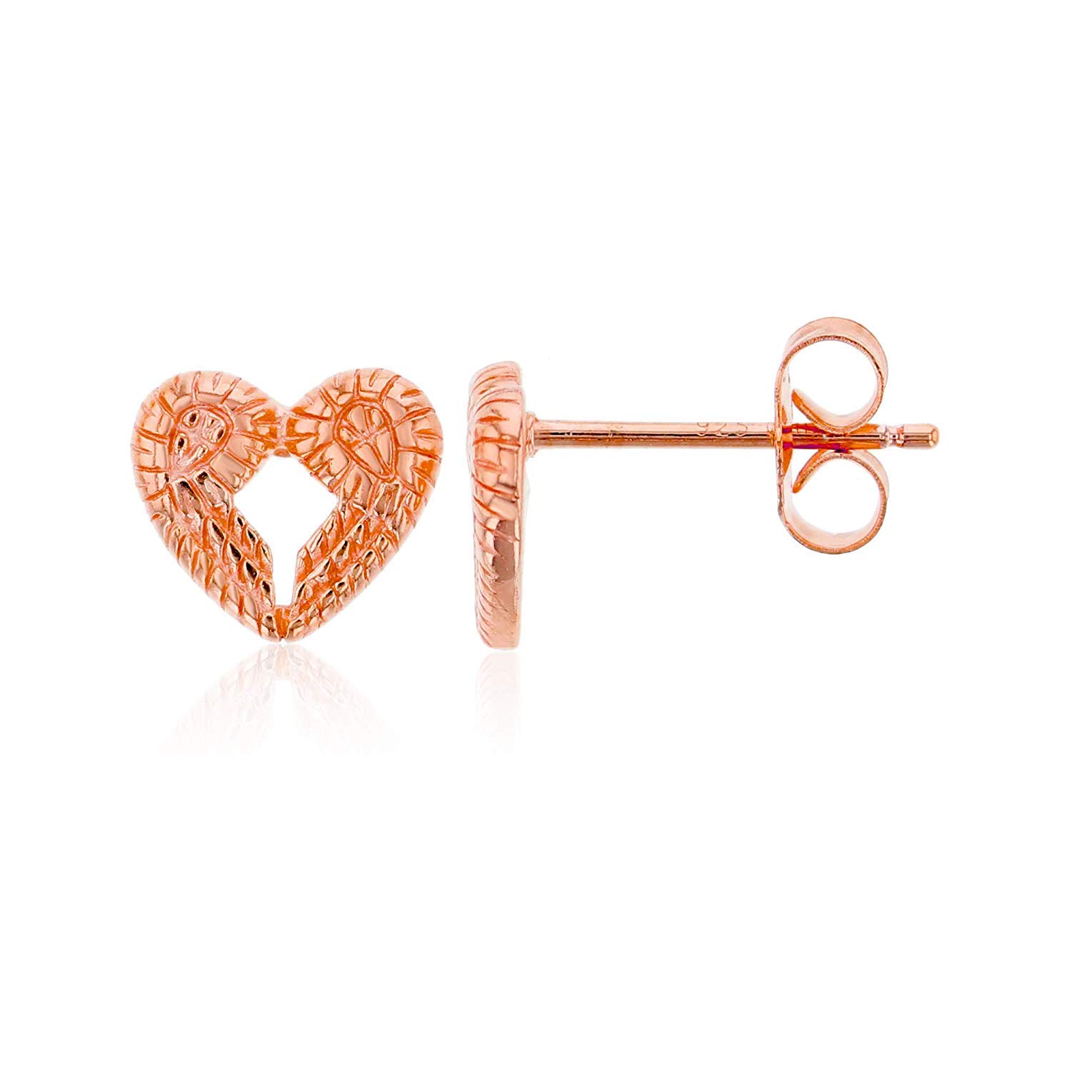 DECADENCE Sterling Silver High Polished Heart Stud Earrings for Women - Cupid Arrow, Wing & Broken Hearts Designs | Secure Friction Back Closure | 14k Gold Plated Classic Earrings | Perfect for Valentine's Day Gifts, Anniversary Presents & Everyday Elegant Wear