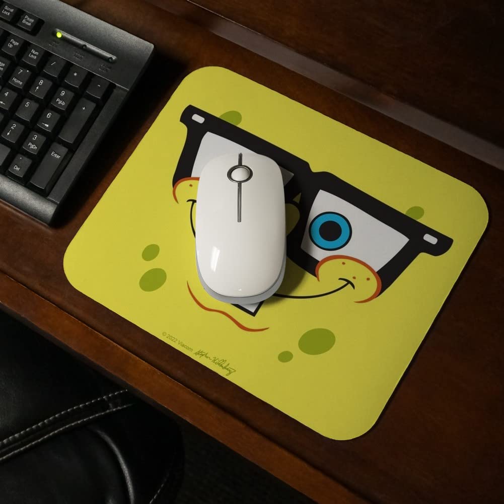 Spongebob Nerd Face Low Profile Gaming Mouse Pad - Non-Slip Thin Mousepad for Computer, Laptop, Office & Home Use - Perfect for Gamers, Work & Study