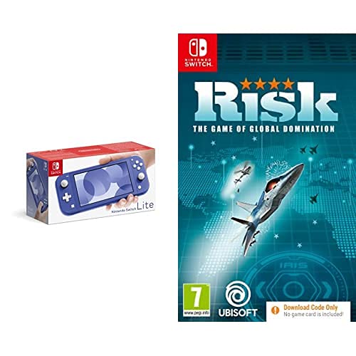 Nintendo Switch Lite Blue Handheld Console & RISK The Game of Global Domination Board Game - Bundle with Digital Code | Perfect for Travel, Family Game Nights & Strategy Lovers