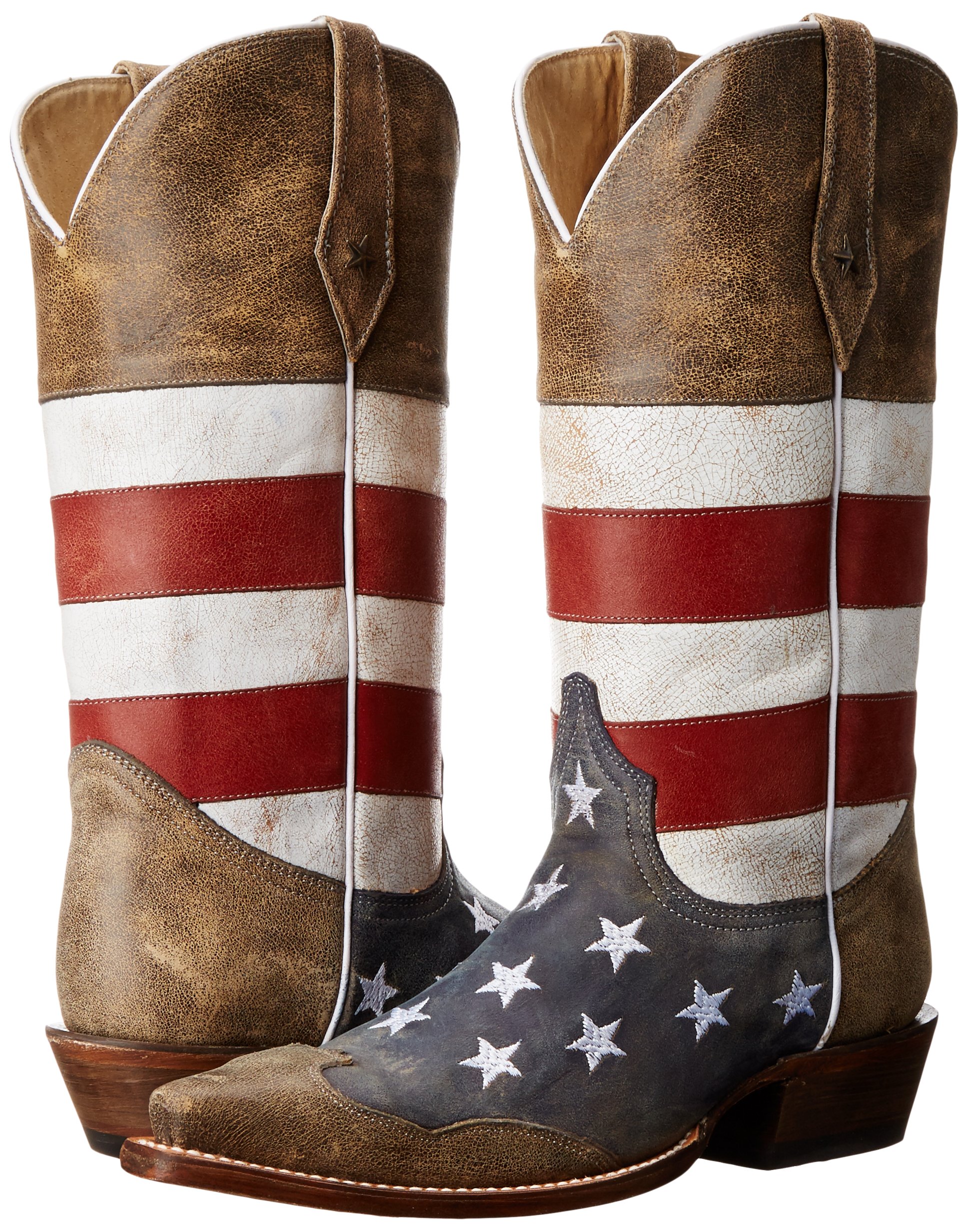 Roper Men's America Brown Leather Cowboy Boots Size 8 D - Comfortable Western Boots for Riding, Work & Casual Wear