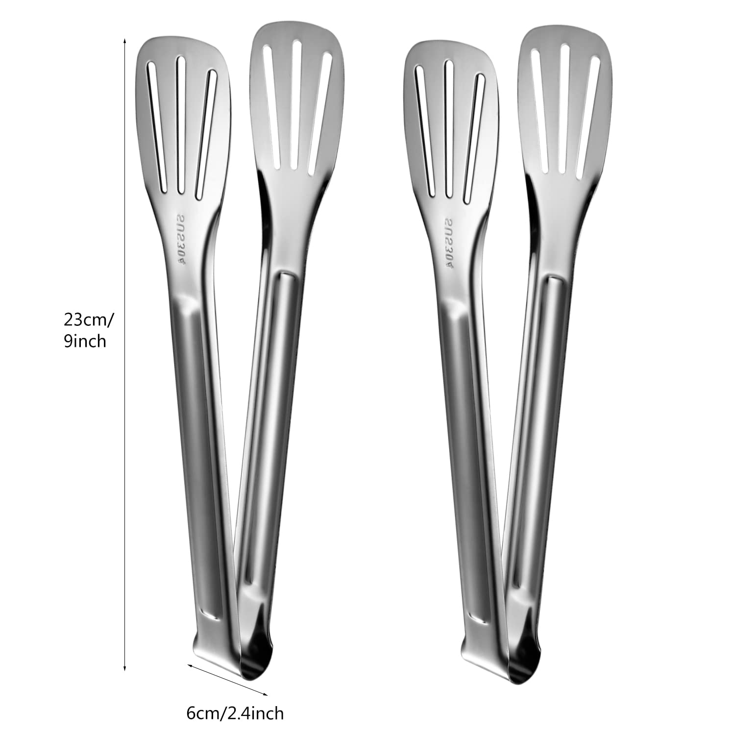 **2-Pack Stainless Steel 304 Kitchen Tongs - Heavy Duty BBQ, Buffet & Cooking Tongs for Grilling, Air Fryer, Toaster & Serving - Silver**    *(Perfect for BBQ Parties, Buffet Serving, Air Frying, Toasting & Everyday Kitchen Use)*