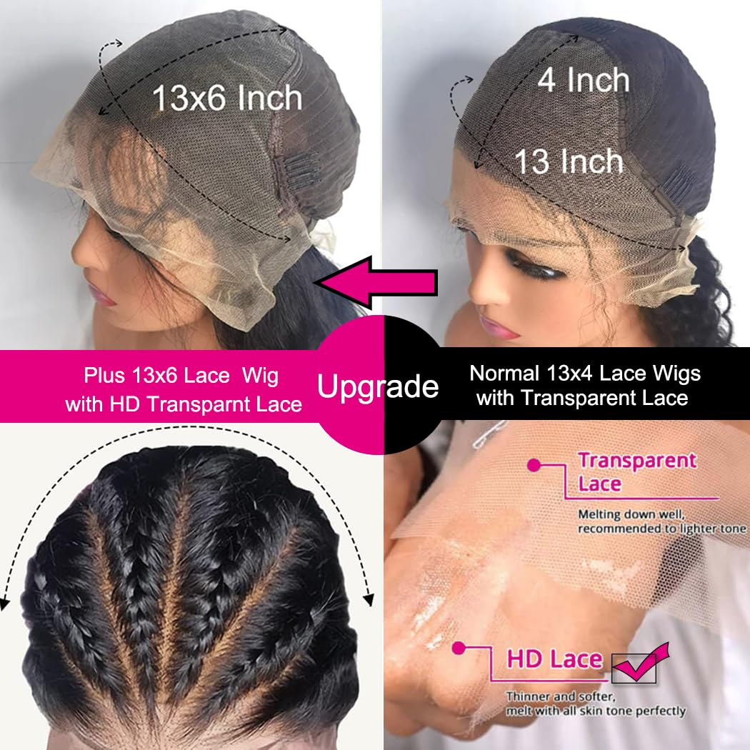 30 Inch 13x6 HD Lace Front Wig - 100% Brazilian Virgin Human Hair - 200% Density Body Wave - Pre-Plucked with Baby Hair - Glueless Frontal Wig for Women - Natural Black/Brown/Blonde Colors - Perfect for Daily Wear, Parties, Cosplay and Protective Styling