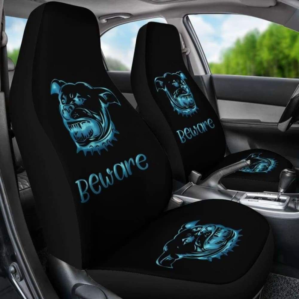 Beware Of Pitbull Car Seat Cover 113510 - Durable Pet Seat Protector for Dogs, Waterproof & Non-Slip - Perfect for SUVs, Trucks, and Cars