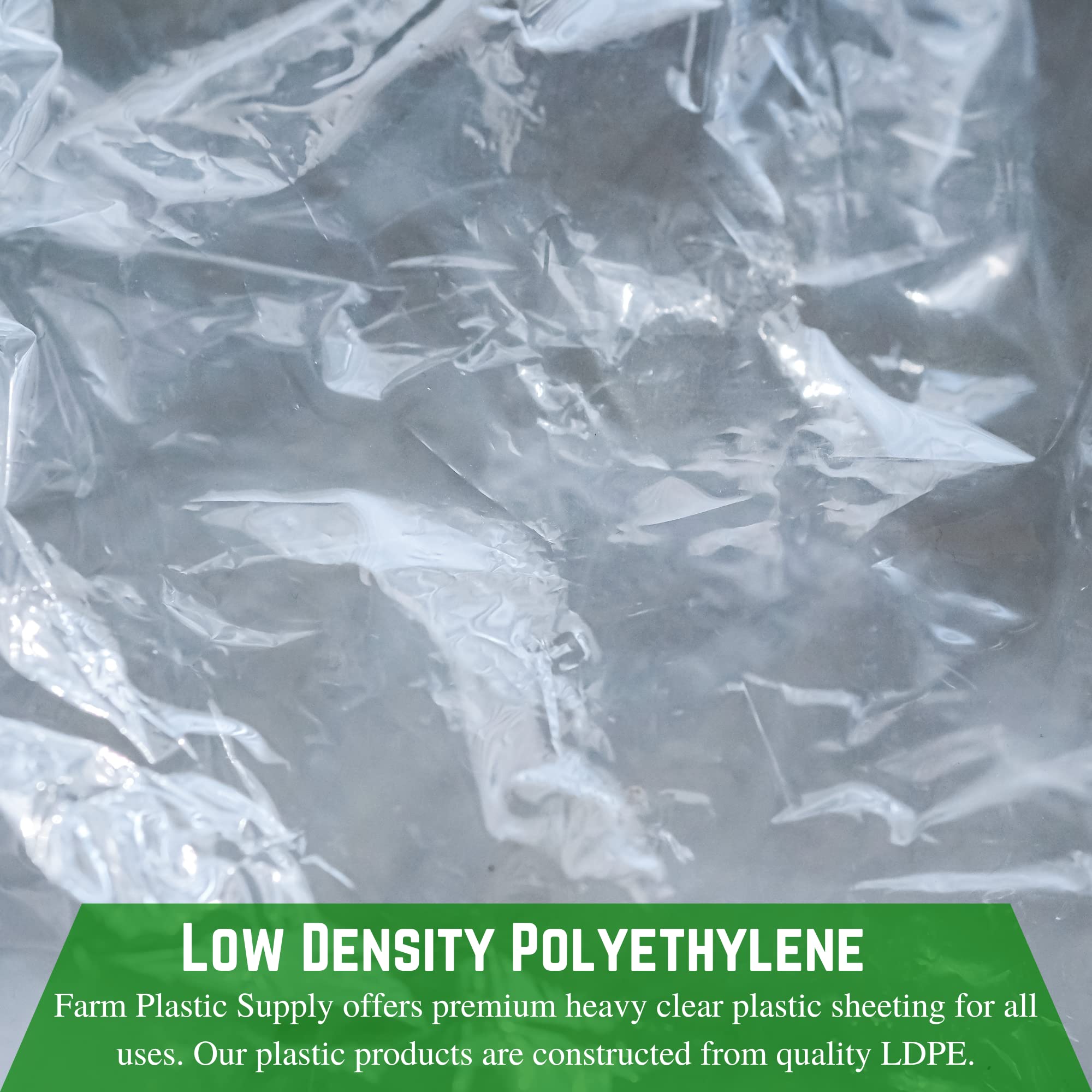 **4 Mil Clear Plastic Sheeting (32' x 100') – Heavy Duty Polyethylene Film for Crawl Space Vapor Barrier, Drop Cloth & Construction Cover – Farm Plastic Supply**    **Usage Scenarios:** Ideal for crawl space encapsulation, construction protection, greenhouse covers, and DIY projects.