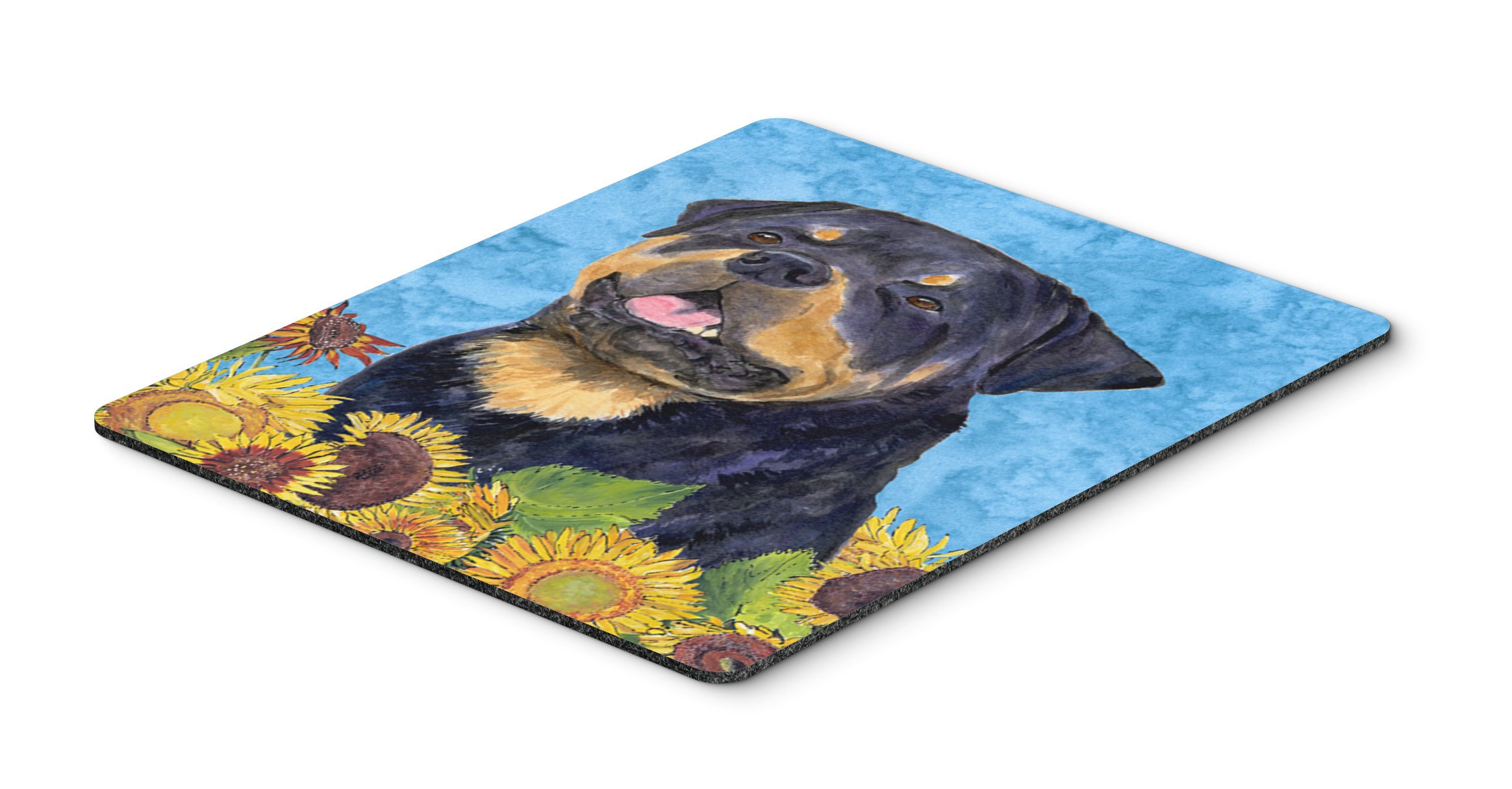 Rottweiler in Summer Flowers Mouse Pad - Large Washable Non-Slip Desk Mat for Home Office, Gaming & Computer Work | Cute Dog-Themed Mousepad for Laptop & PC Use | Perfect Gift for Pet Lovers
