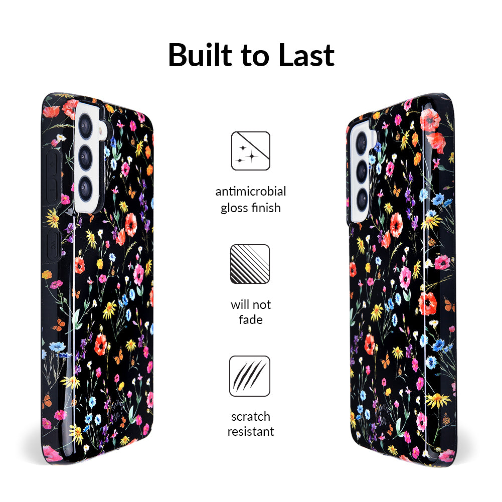 Samsung Galaxy Phone Case with Black Wildflower Design - Stylish & Protective Cover for Everyday Use