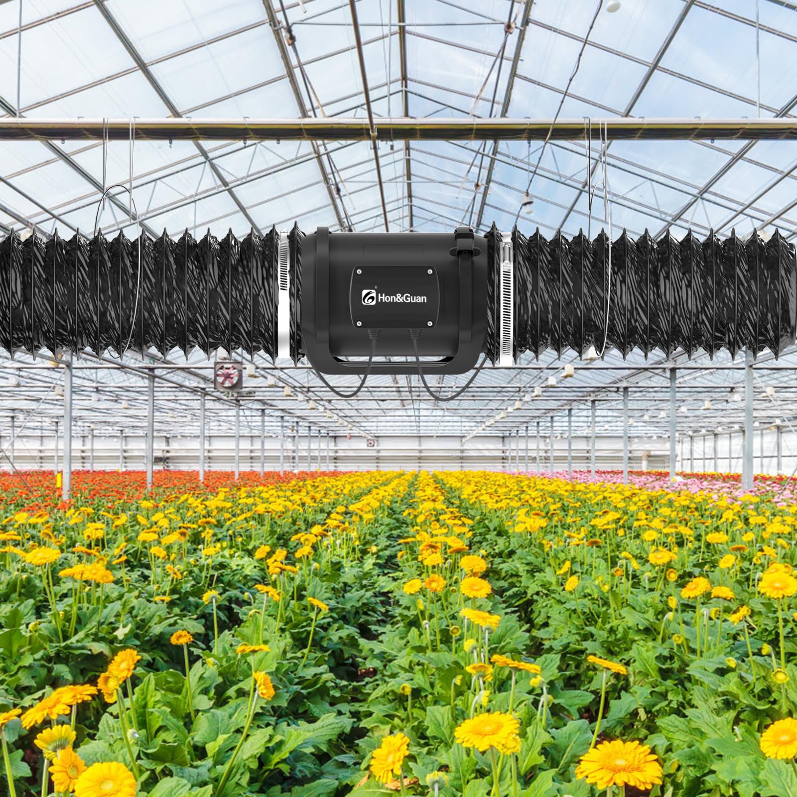 Hon&Guan 6 Inch Inline Duct Fan 469 CFM - Variable Speed EC Motor with Controller - HVAC Booster for Grow Tents, Hydroponics, Heating & Cooling Systems - Perfect for Indoor Gardening & Ventilation Solutions