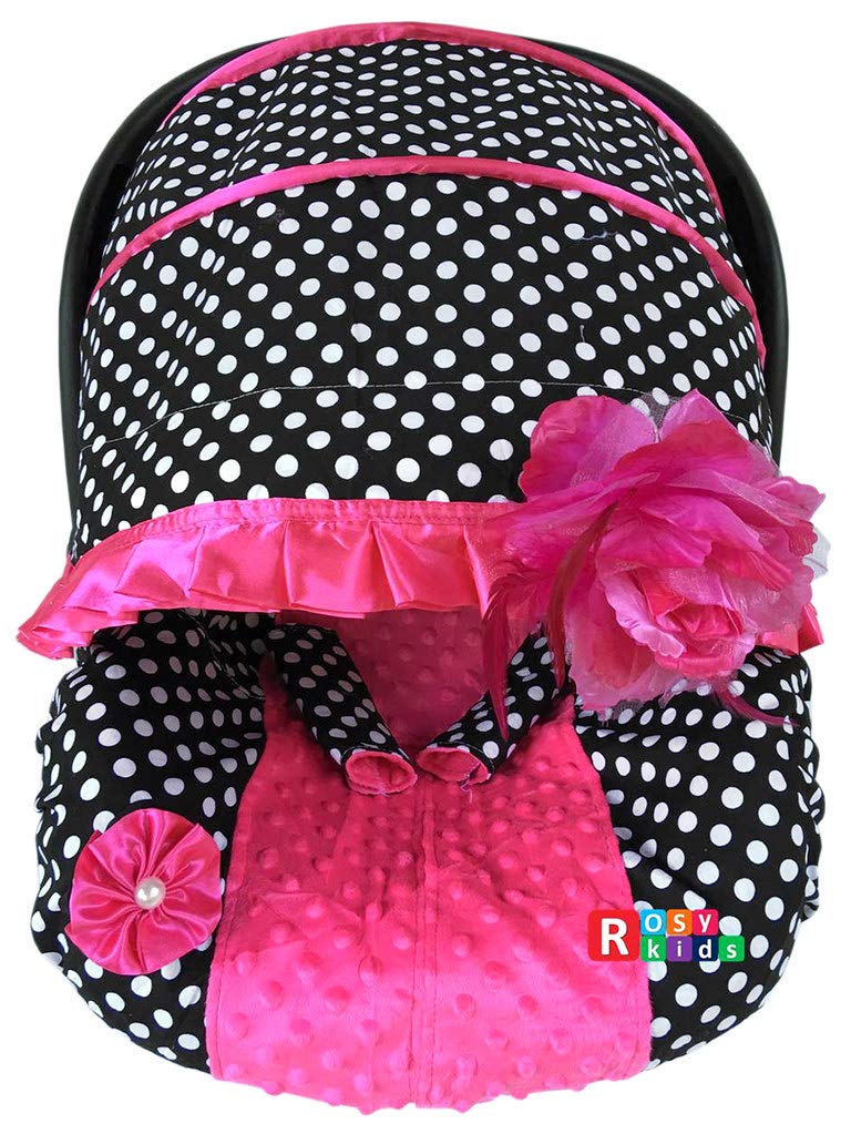 Rosy Kids Infant Car Seat Cover Canopy - 3 Piece Baby Car Seat Cover Set, Soft Cotton Fabric, Universal Fit for Strollers & Carriers (C040700) - Perfect for Outdoor Walks, Shopping Trips & Travel Protection