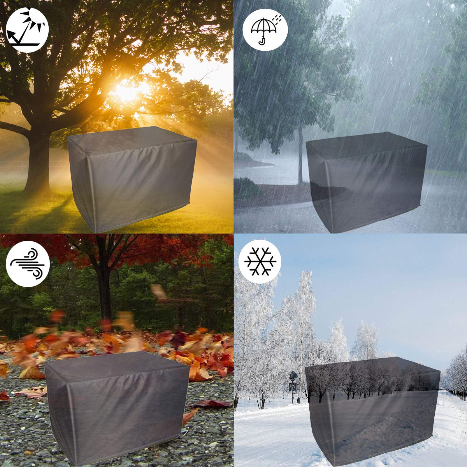 Waterproof 420D Heavy Duty Garden Furniture Cover 140x104x28in - Windproof, UV Resistant Patio Set Cover for Outdoor Table & Cube Furniture - Perfect for Backyard, Deck, and Poolside Protection