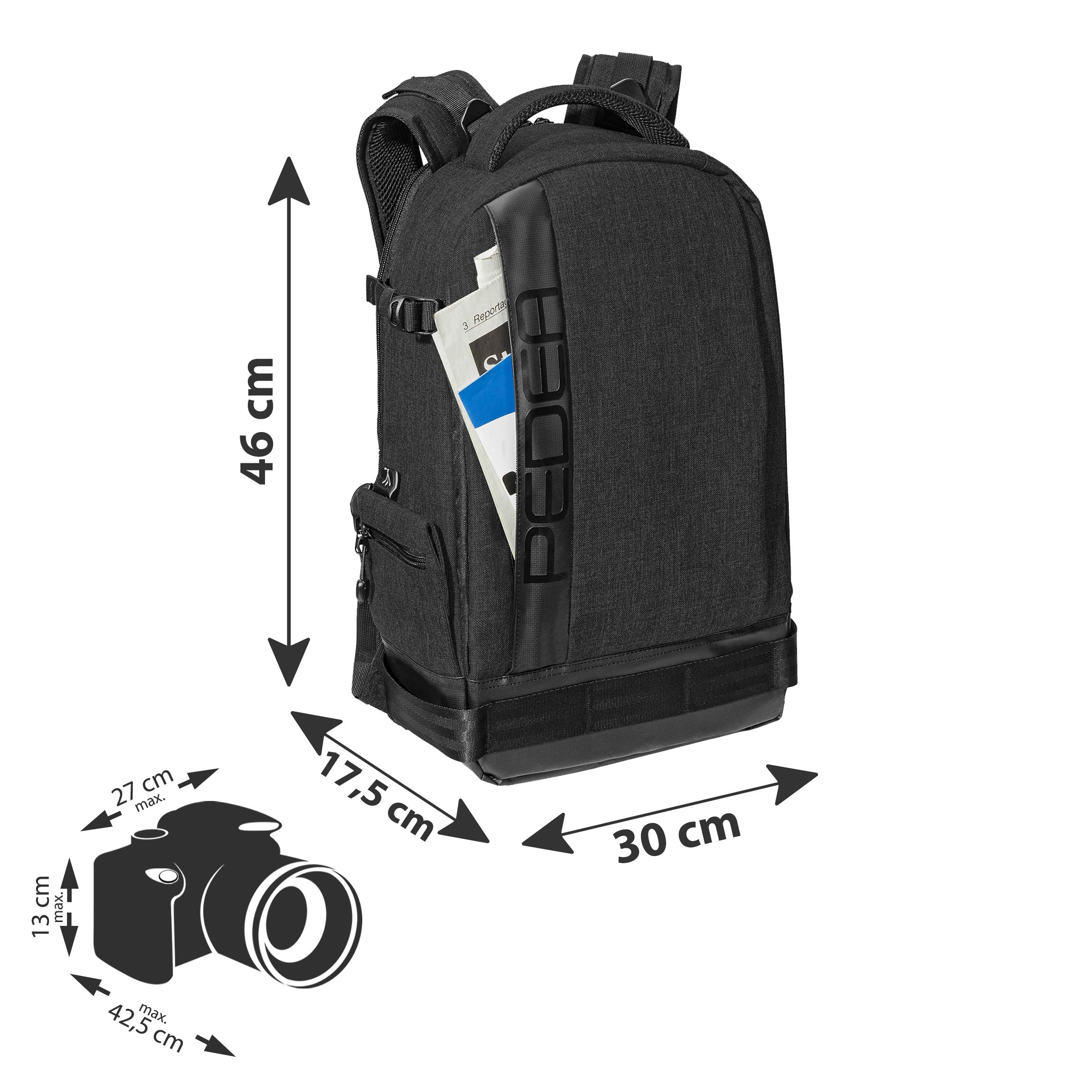 Professional DSLR Camera Backpack - Waterproof SLR Camera Bag with Adjustable Dividers & Rain Cover - Perfect for Travel, Hiking & Photography - Black