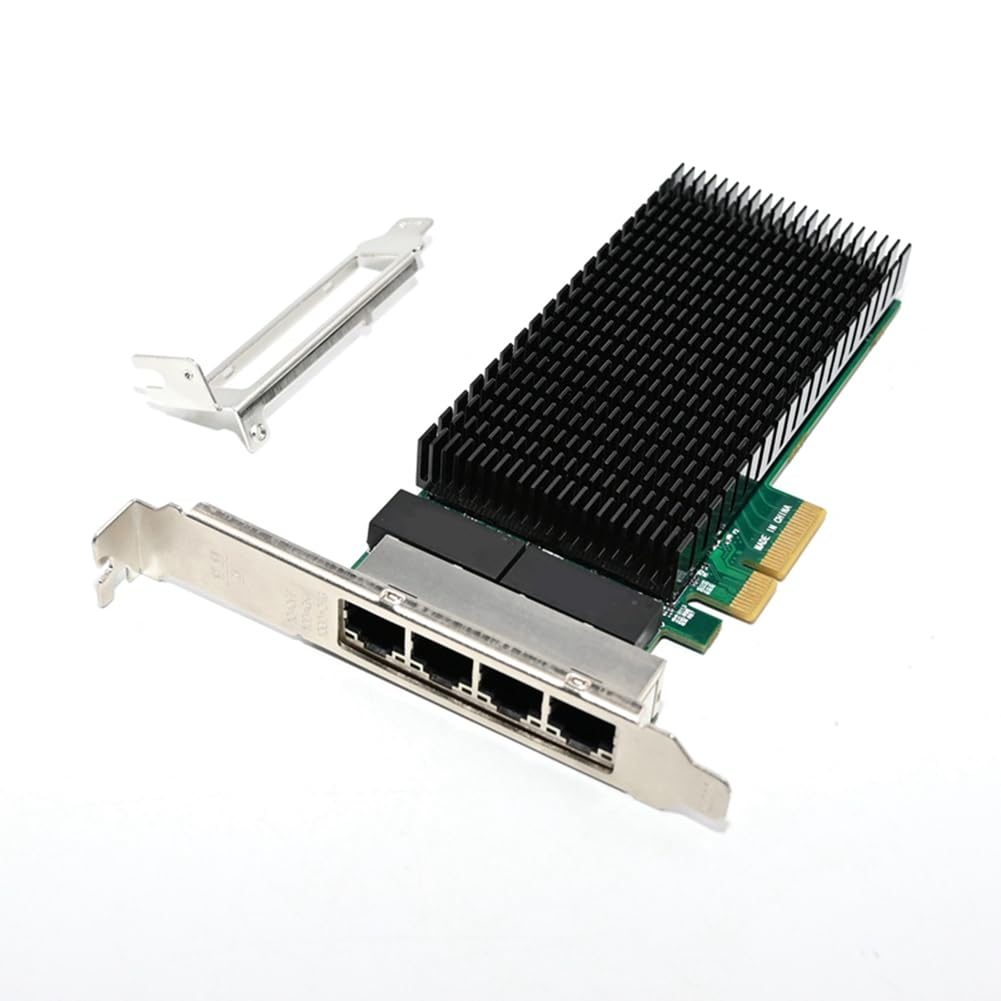 Reykentu PCI-E X4 Gigabit 4 Port Server Network Card - I210-T4 RJ45 Ethernet NIC for Industrial Camera & Vision Systems - High Performance Server NIC (1 Set, Green) - Ideal for Data Centers, Surveillance Systems & Industrial Automation