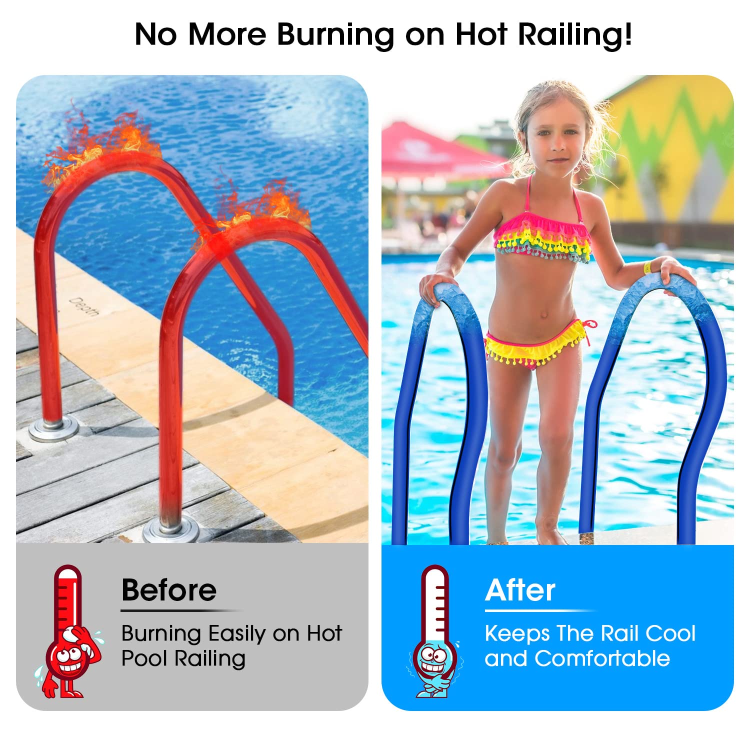 **Non-Slip Pool Handrail Cover with Zipper - 8ft Safety Grip Sleeve for Inground Pool Ladder & Handrails (Blue) - Perfect for Swimming Pool Safety & Comfort**    *(Use Case: Provides secure grip, prevents slips, and protects hands from hot or rough surfaces—ideal for families, seniors, and swimmers of all ages.)*