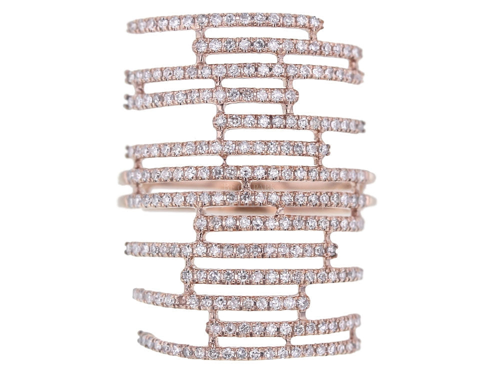 Getana Pave Diamond Bar Ring - Elegant Stackable Jewelry for Women, Perfect for Weddings, Anniversaries & Everyday Wear