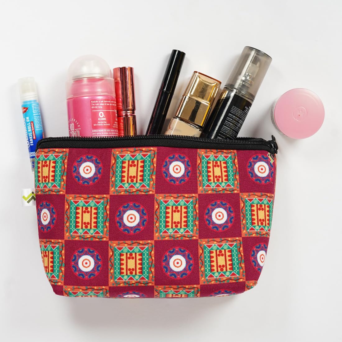 JELLIFY Floral Print Canvas Makeup Pouch - Waterproof Cosmetic Bag for Travel, Jewelry & Stationery Storage - Perfect Bridal Shower Gift & Vanity Organizer