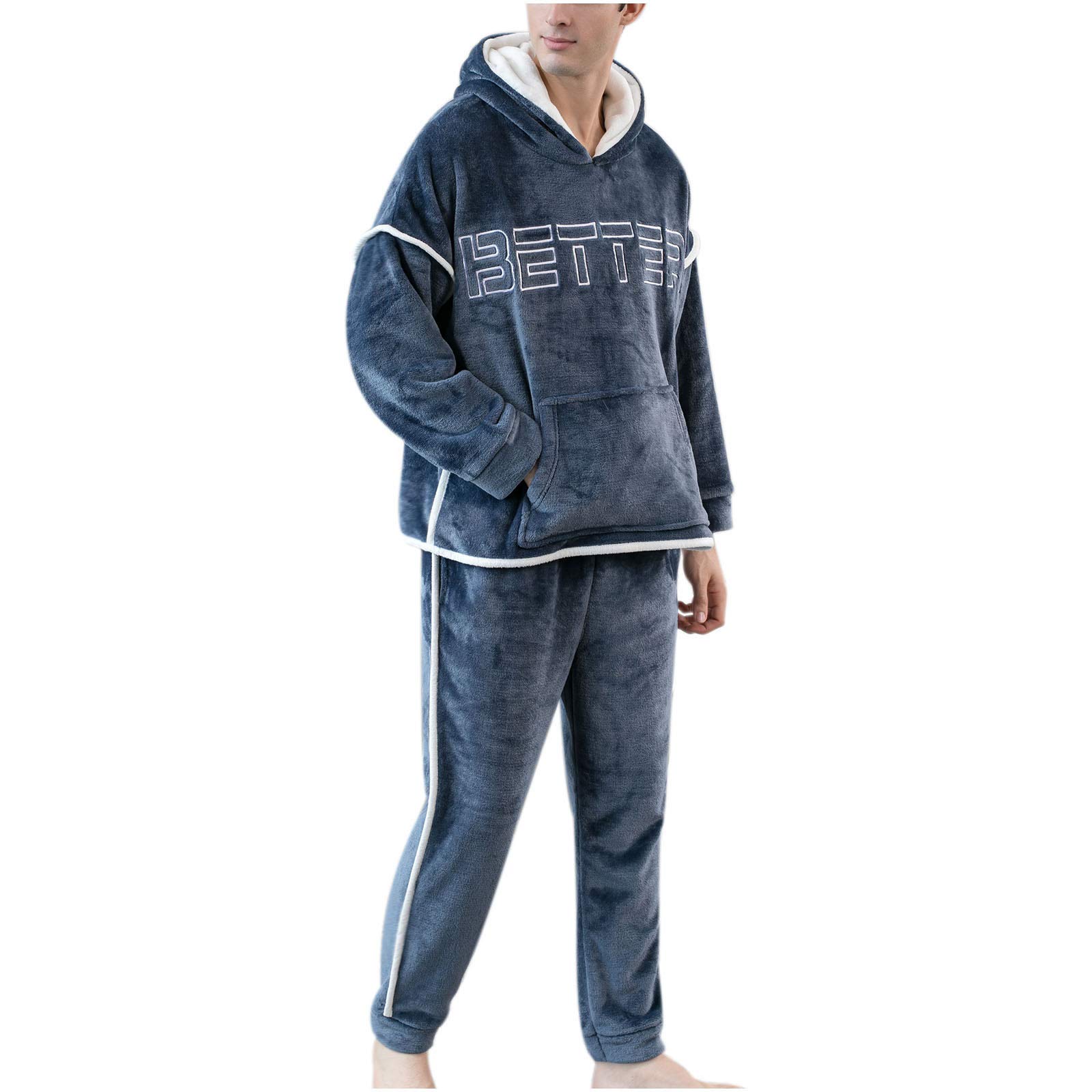 Women's Winter Hooded Pajama Set - Long Sleeve Fleece Loungewear with Pockets | Cozy Two-Piece Outfit for Fall & Winter Nights, Sleepwear, Home Relaxation