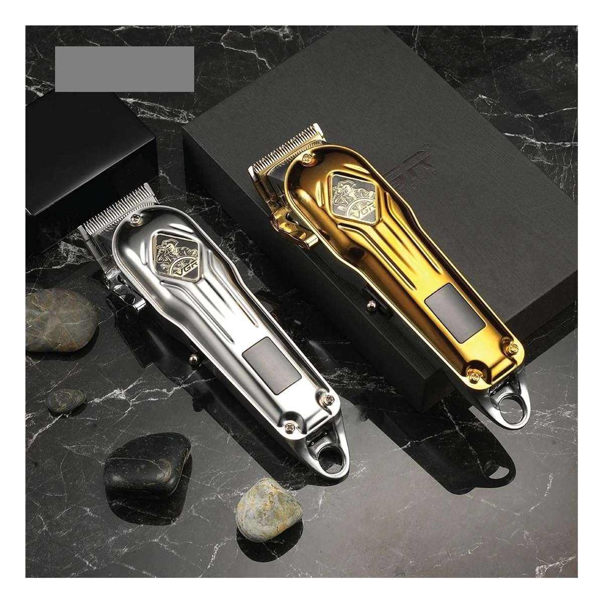 Professional Cordless Hair Clipper V-267 - Gold Barber Trimmer with Digital Display for Men | Precision Haircutting, Beard & Mustache Grooming | Home & Salon Use