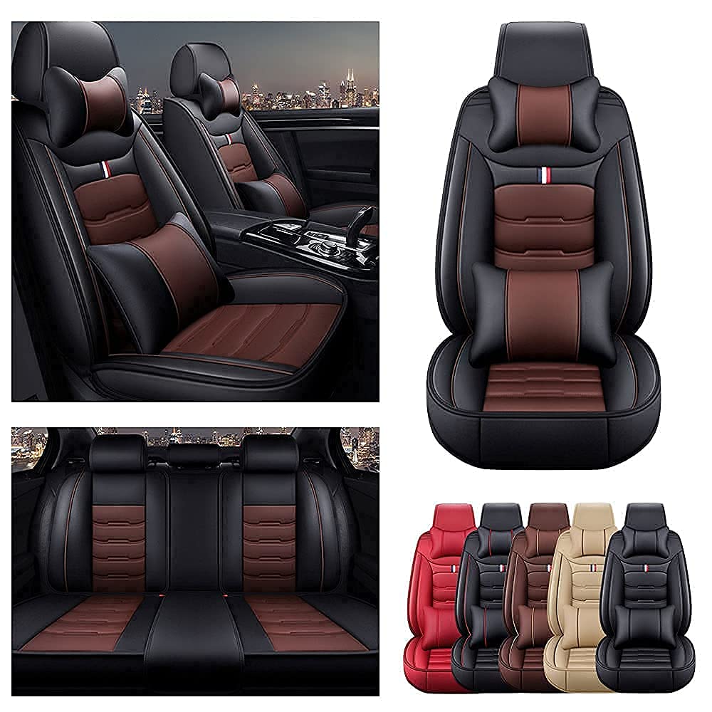 Custom Car Seat Covers for Mitsubishi Mirage G4 2017-2021 - 5-Seat Full Set PU Leather Front & Rear Seat Protectors - Waterproof & Airbag Compatible - Perfect for Daily Commuting, Road Trips and Car Interior Protection