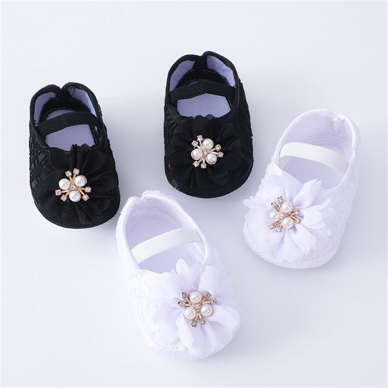 Soft Sole Baby Shoes for Toddlers - Pearl & Flower Princess Dress Shoes | Comfortable & Stylish First Walkers for Girls | Perfect for Parties, Weddings & Special Occasions