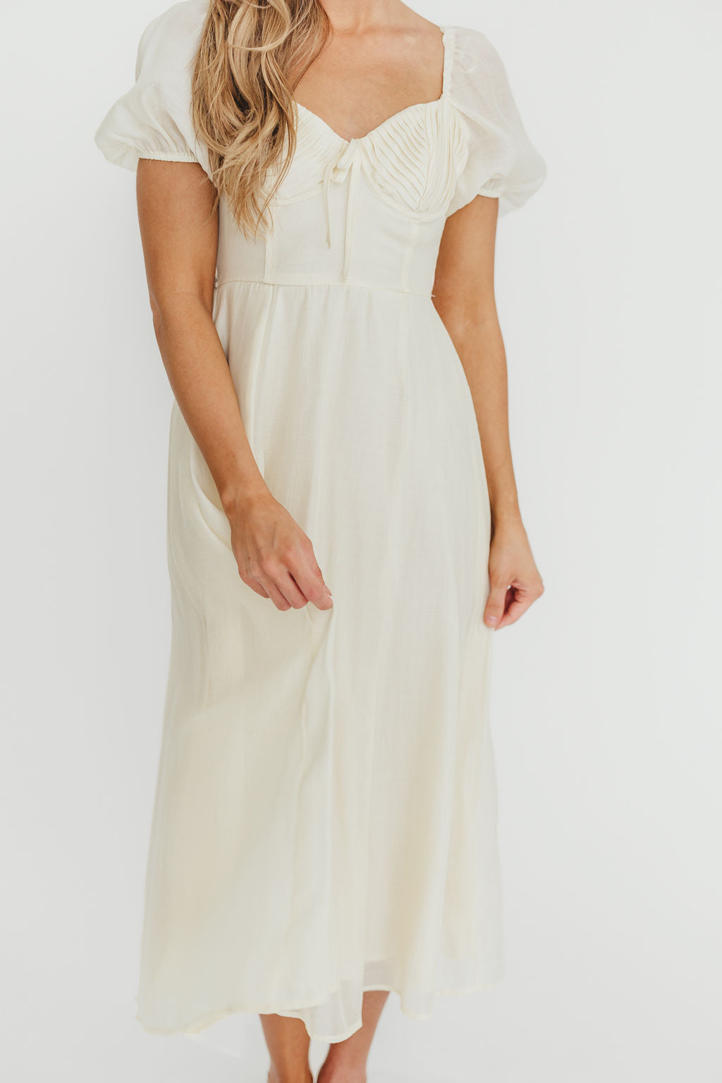 Stevie Bustier Midi Dress in Cream | Elegant Corset Top Formal Dress for Women | Perfect for Weddings, Parties & Special Occasions