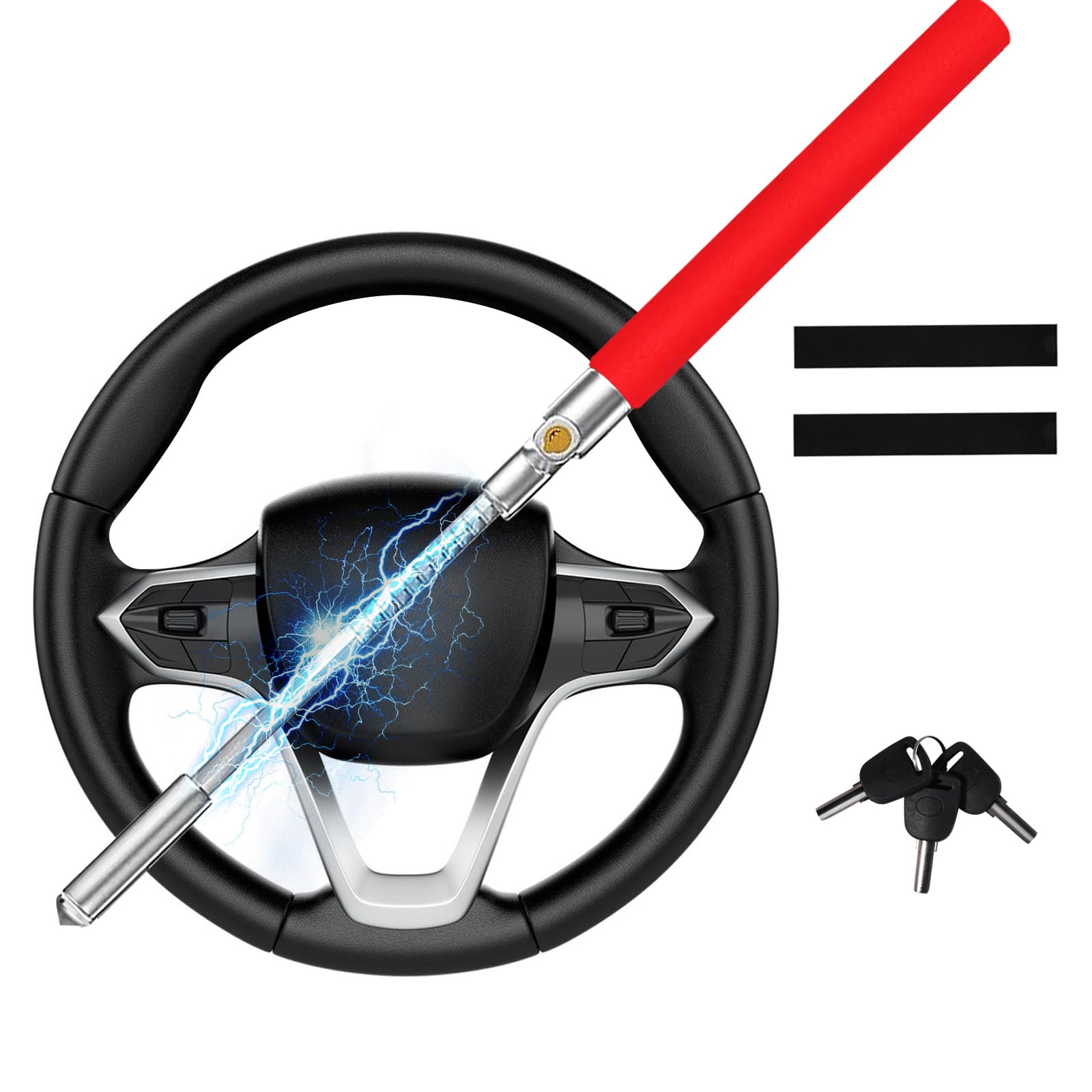 Adjustable Car Steering Wheel Lock Anti-Theft Device with Safety Hammer - Universal Fit for All Vehicles | Perfect for Parking Security & Road Trip Protection
