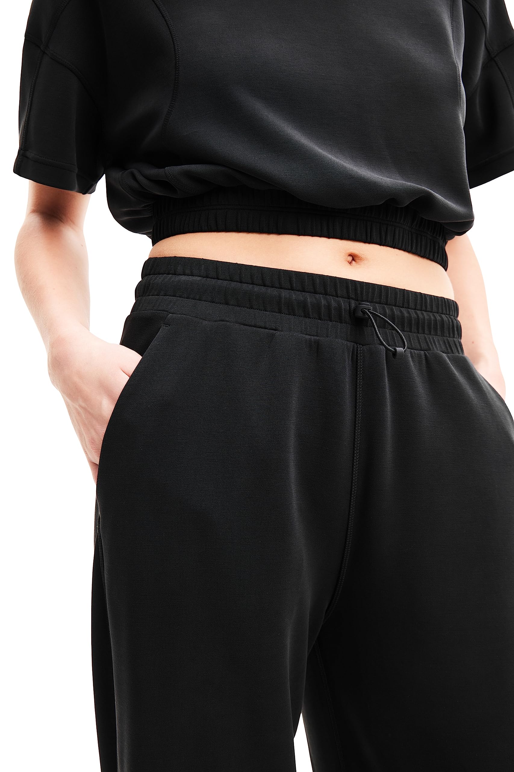 Desigual Women's Knit Long Pants - Comfortable Stretch High Waist Trousers for Casual Wear, Office & Travel