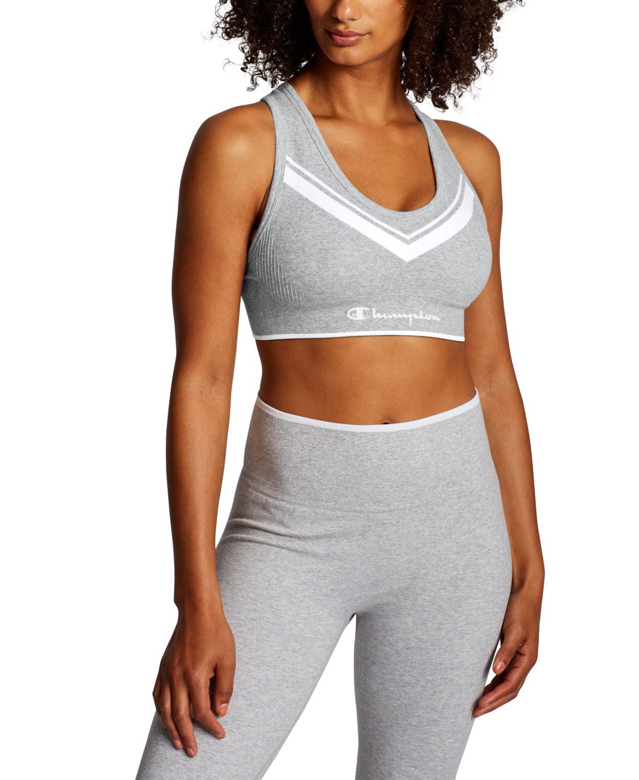 Champion Women's Chevron Racerback Sports Bra - Comfortable Workout Top for Yoga, Running & Gym - Breathable & Supportive Activewear