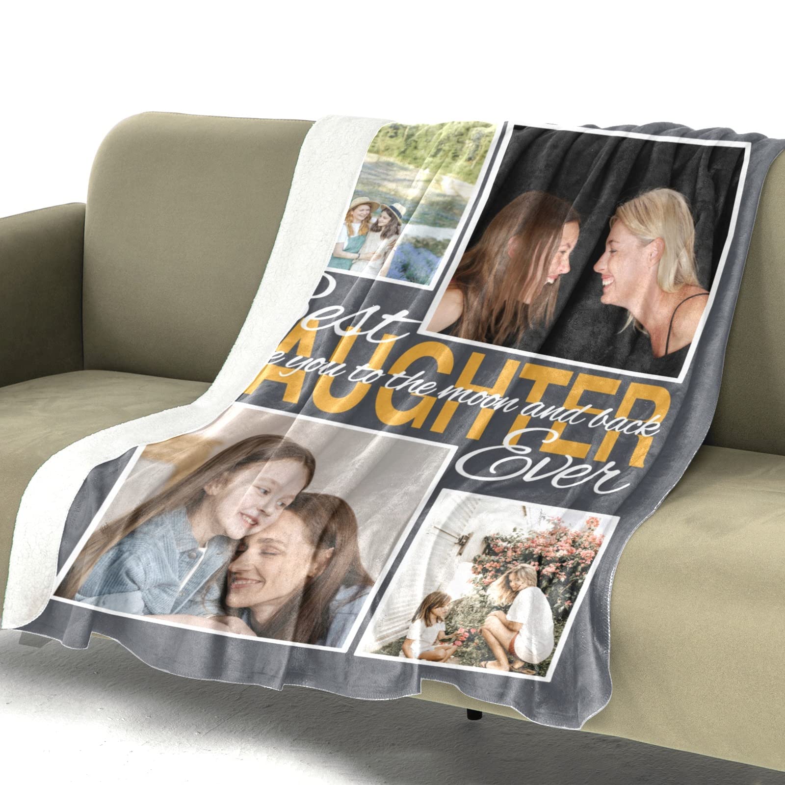 Custom Photo Blanket - Personalized Picture Blanket with Your Design for Mother, Father, Kids, Couples & Friends | 50x60 Inch Sherpa Fleece | Perfect Gift for Birthday, Anniversary & Christmas | Cozy Home Decor & Thoughtful Present