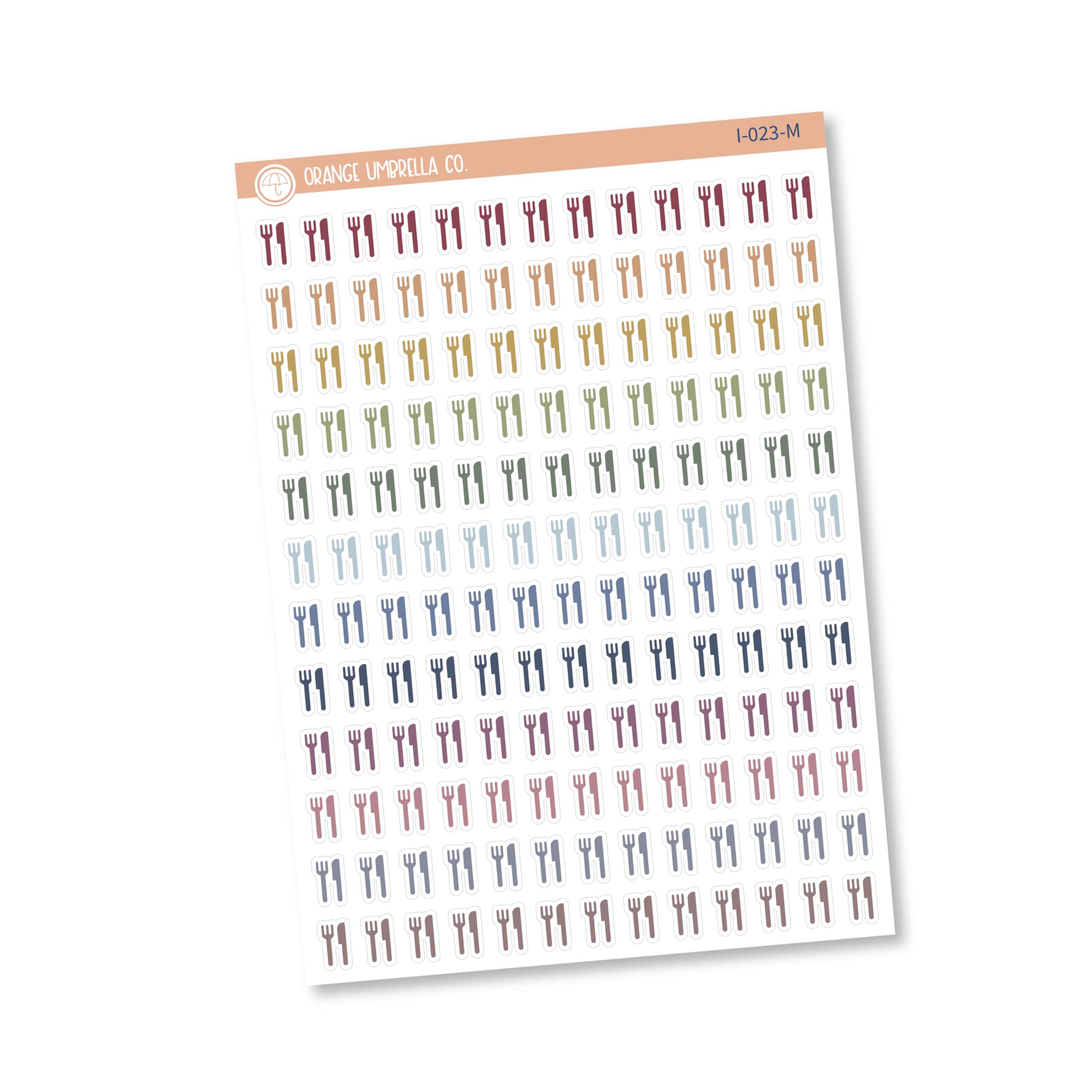 Meal Planner Stickers - Fork & Knife Icons for Food Tracking | I-023-M