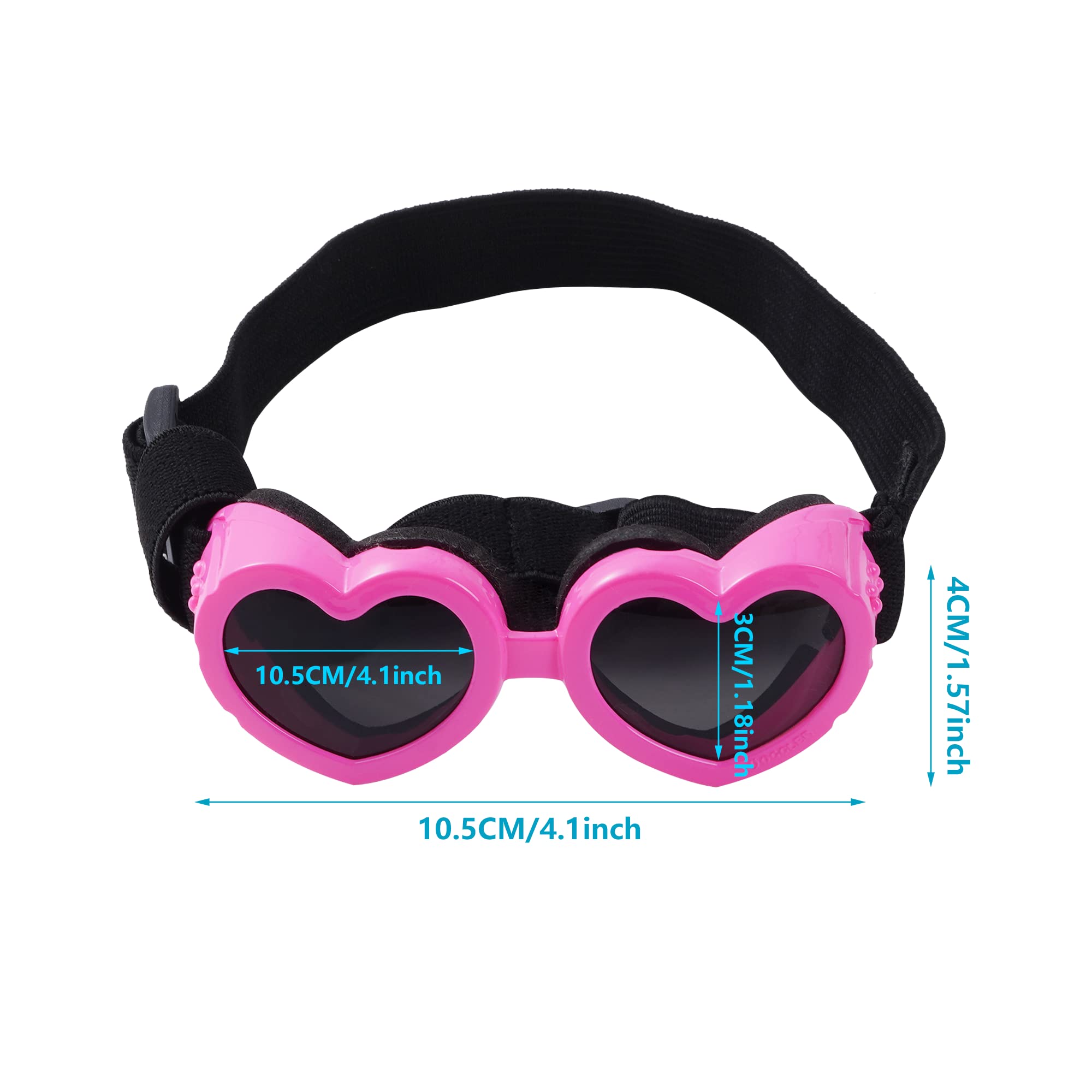 **Choyaxo UV Protection Dog Goggles for Small Breeds – Heart-Shaped Windproof Anti-Fog Dog Sunglasses with Adjustable Strap – Ideal for Motorcycle Rides, Outdoor Adventures & Sunny Days (Pink)**