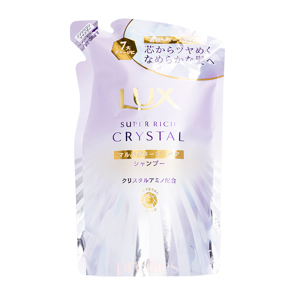 Lux Super Rich Crystal Multi-Damage Repair Shampoo Refill 300g - Restores Dry, Damaged Hair for Silky Smoothness | Perfect for Daily Use at Home, Salon, or Travel