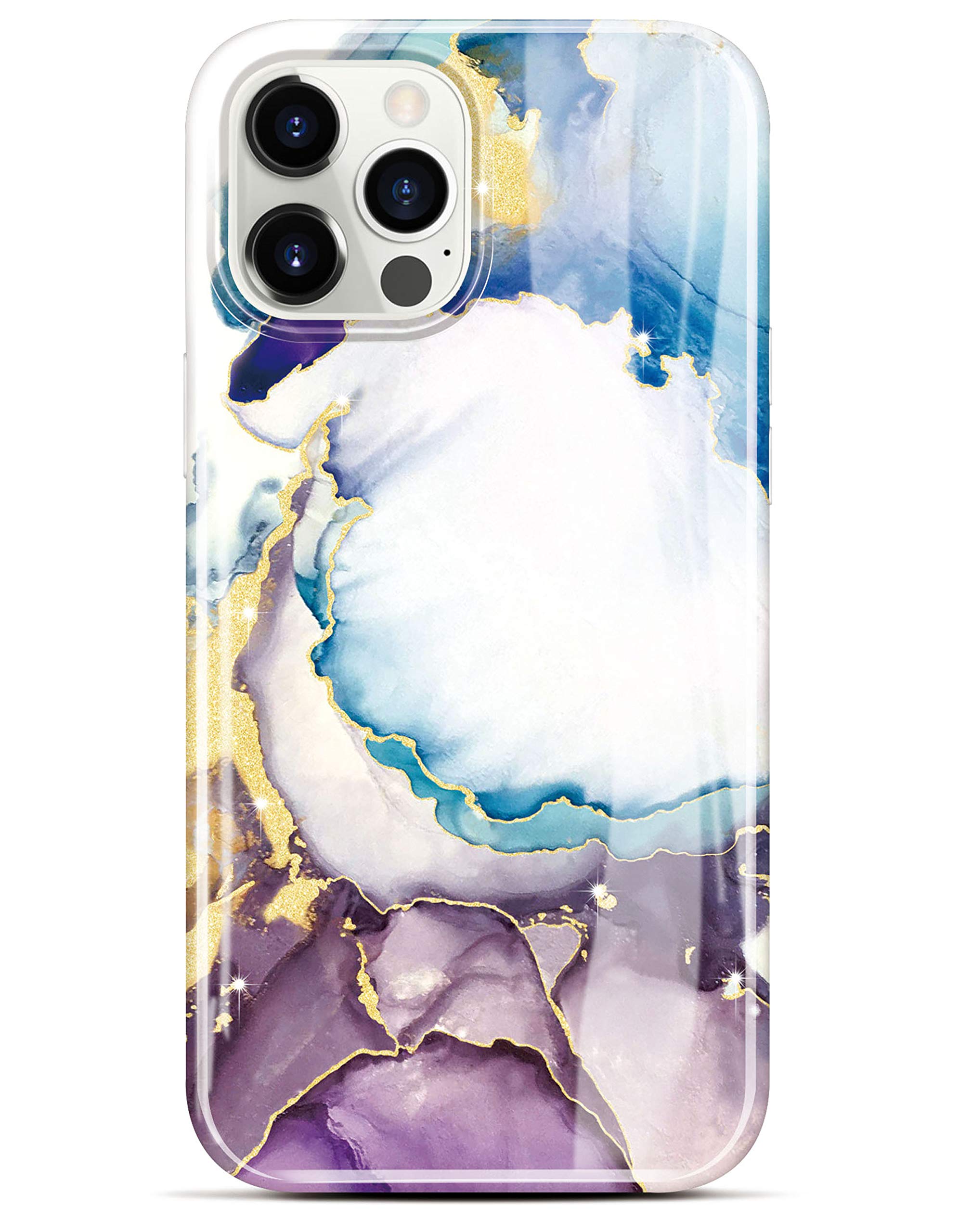 BAISRKE iPhone 12 Pro Max Case 6.7 inch - Sparkle Glitter Marble Design, Shockproof Flexible TPU Bumper Cover for Women (Blue Purple) | Perfect for Everyday Protection & Stylish Accessory