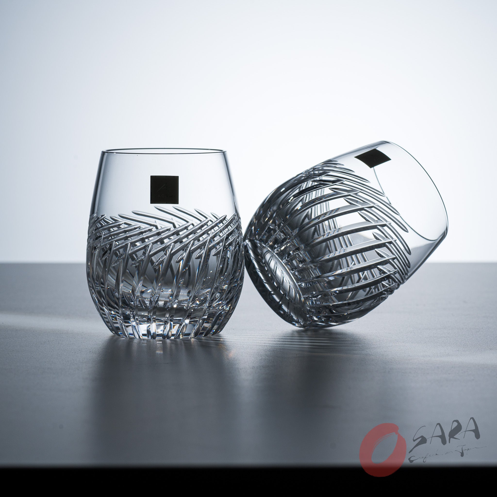 KAGAMI Handmade Japanese Crystal Whiskey Glasses Set of 2 - 250ml Elegant Barware for Cocktails, Scotch & Bourbon - Perfect for Home Bars, Gifts & Special Occasions