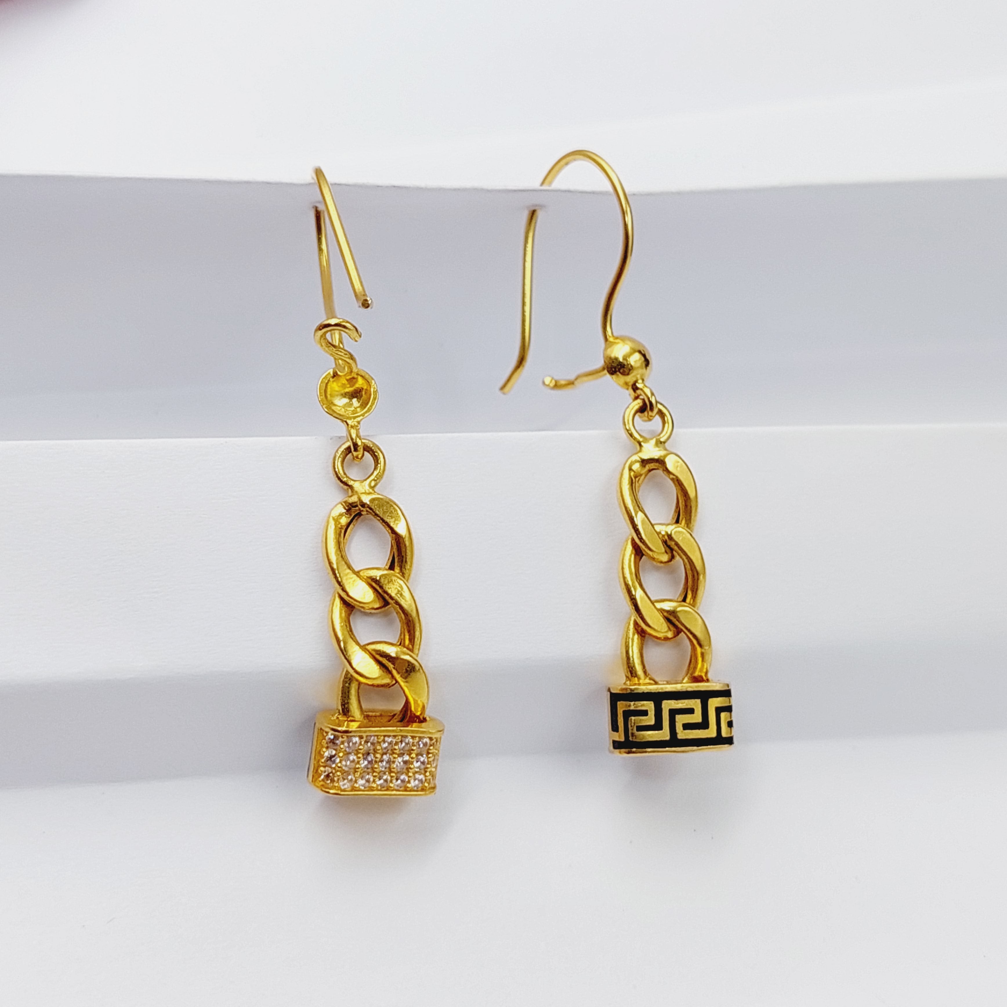 Enameled & Zircon Studded Cuban Link Earrings for Women - Trendy Gold & Silver Hoop Earrings for Party, Wedding & Everyday Wear
