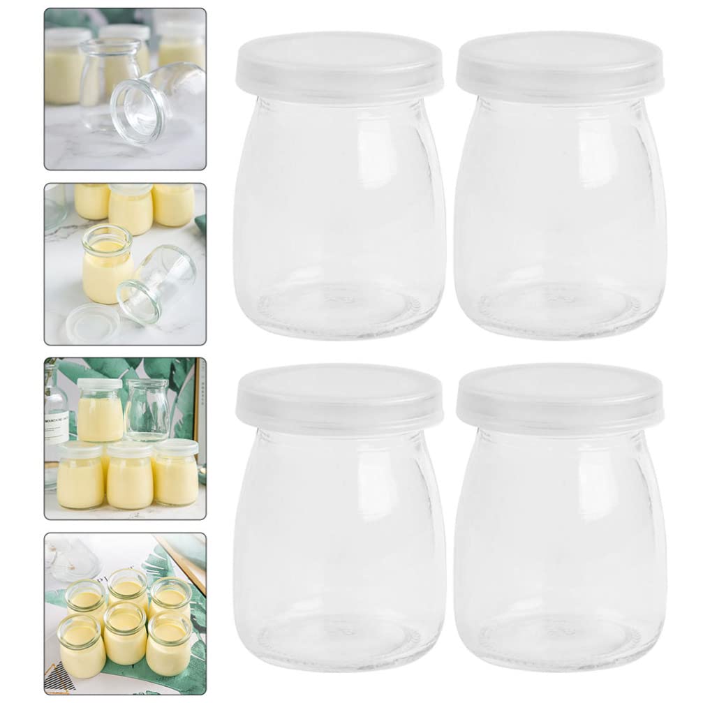 6-Piece Glass Pudding Bottles Set - Reusable Yogurt Jars, Jelly Containers & Dessert Storage Bottles for Honey, Milk, Mousse - Perfect for Home Baking, Party Serving & Takeout Packaging