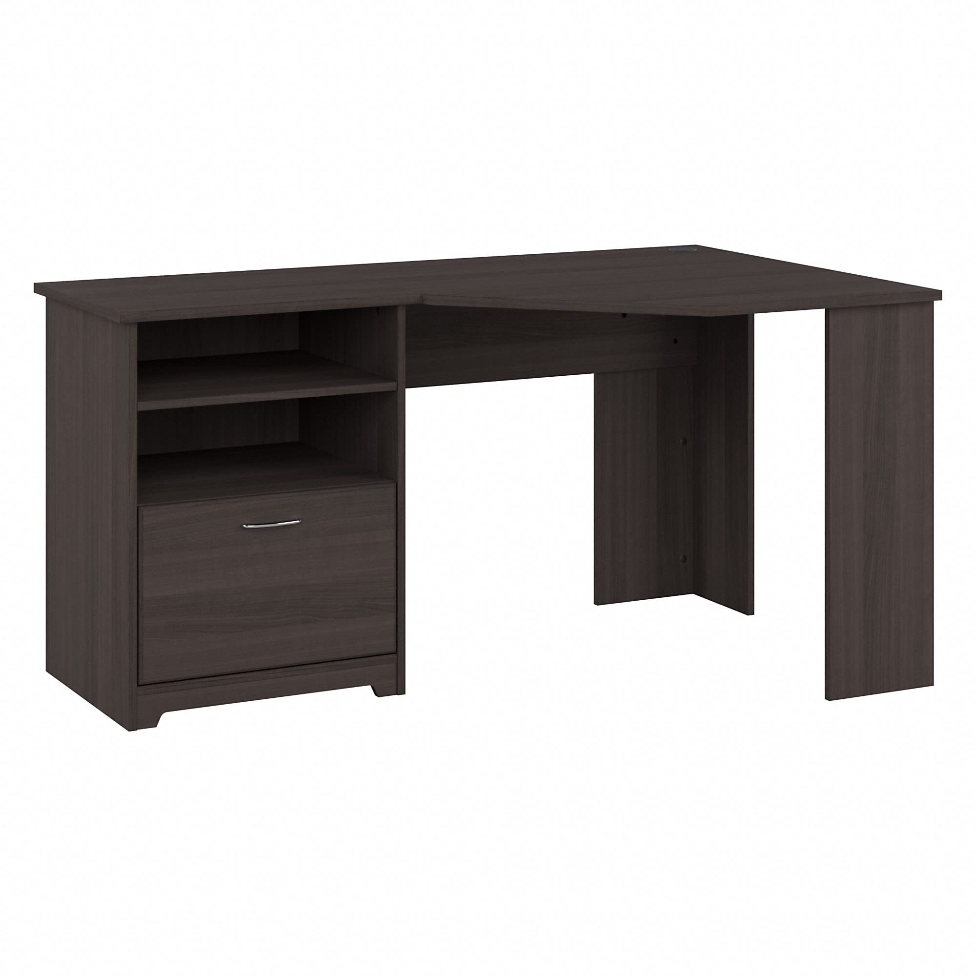 Bush Furniture Cabot 42-Inch Corner Desk with Storage - Heather Gray for Home Office, Study & Small Spaces