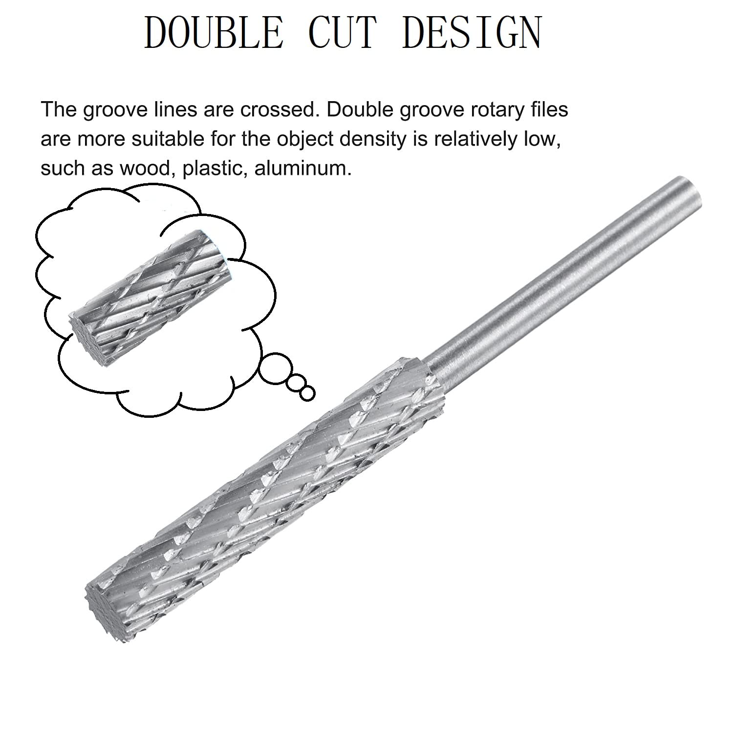 Utoolmart 5mm Shank HSS Rotary Files - Double Cut Cylinder Burrs for Wood, Soft Metal & Model Engineering - Perfect for Die Grinder, Carving & Polishing (2-Piece Set)