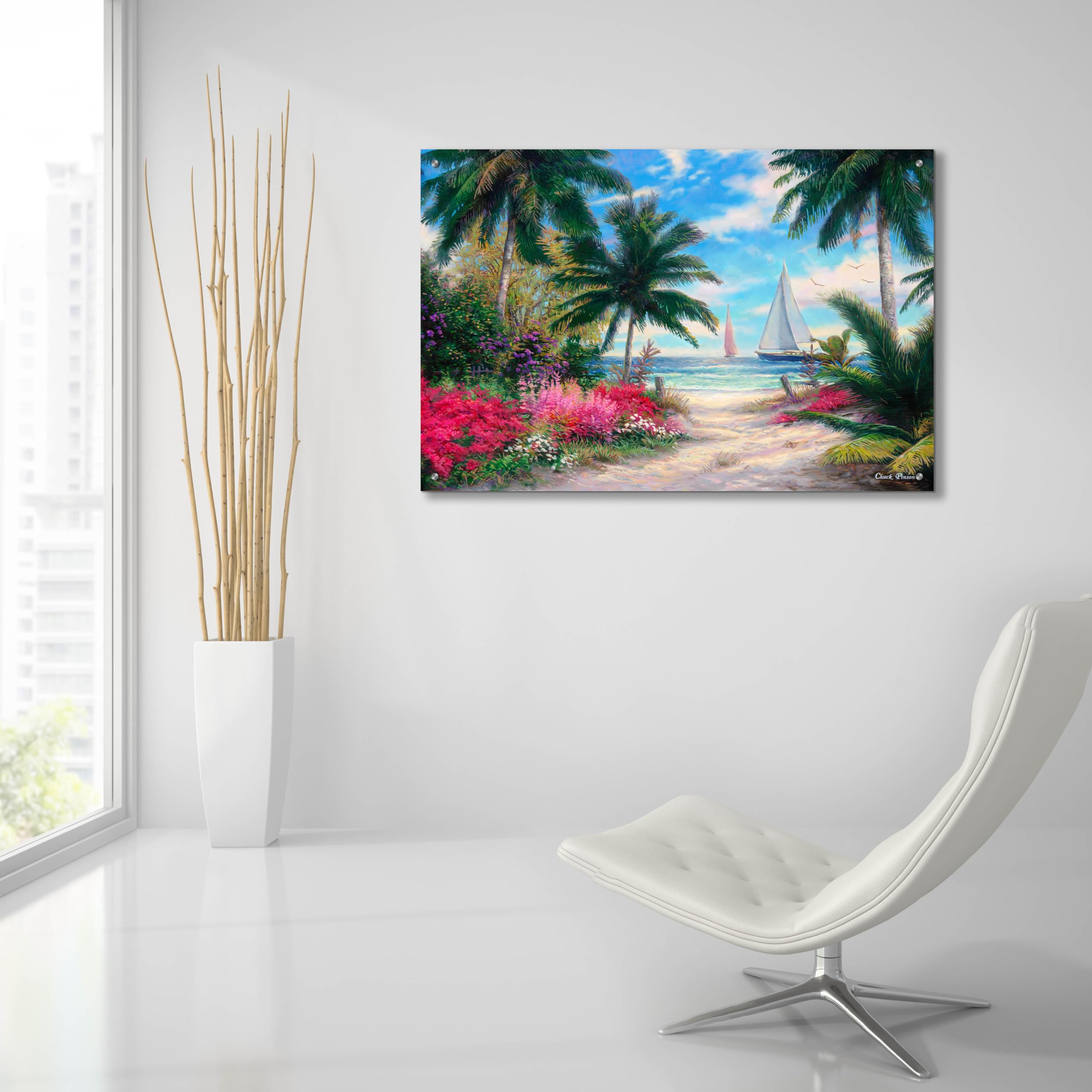 Epic Art 'Sea Breeze Trail' by Chuck Pinson - 36x24 Inch Acrylic Glass Wall Art for Living Room, Bedroom & Office Decor - Modern Coastal Landscape Painting