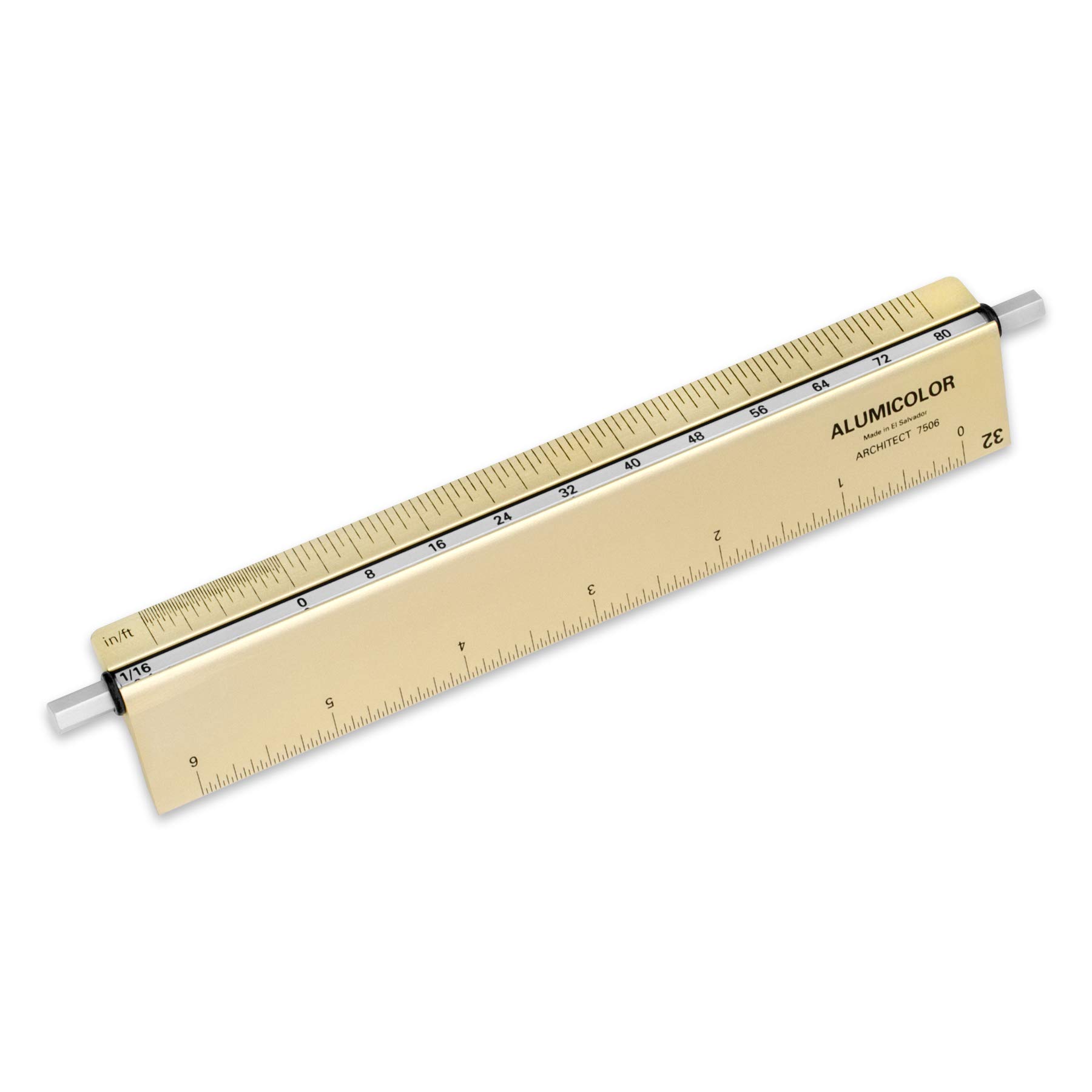 Alumicolor Select-a-Scale 6-Inch Gold Architect Drafting Ruler with Rotating Calibration Rod - Professional Architectural Drawing Tool for Blueprints, Engineering & Technical Drafting