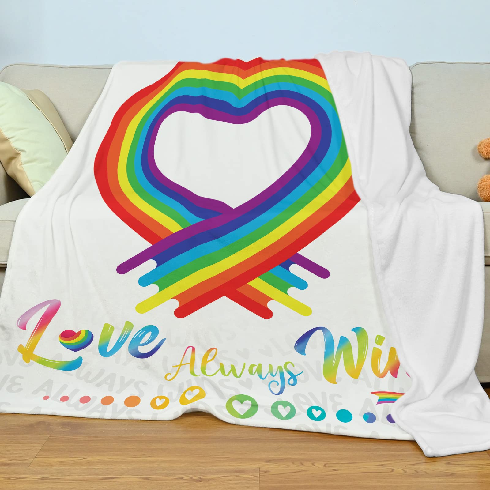 Rainbow Pride Blanket - Super Soft LGBT Fleece Throw for Couch, Sofa & Bed - 60x80 Inch Cozy Flannel Blanket - Perfect Gift for Gay Pride & LGBTQ Support - Ideal for Home Decor, Movie Nights & Cold Weather
